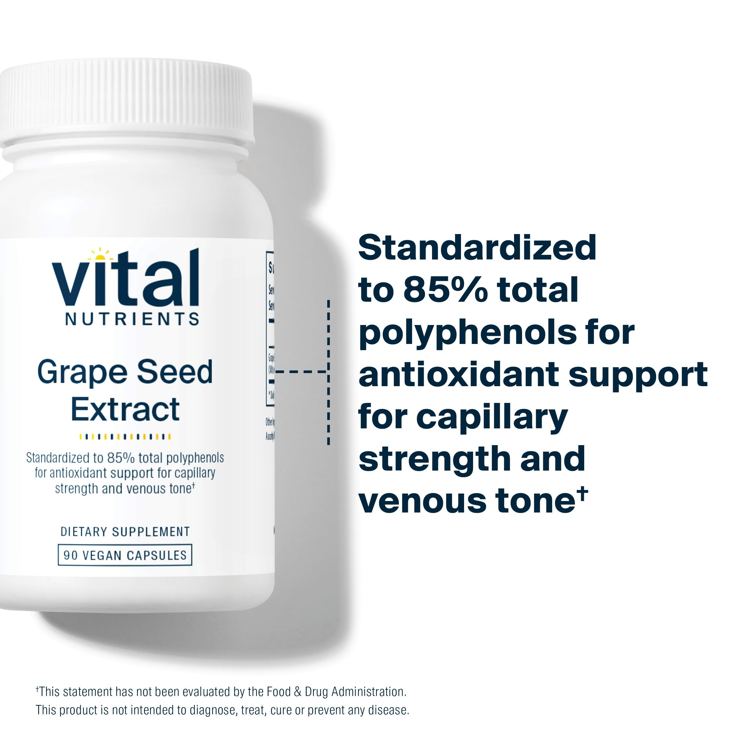 Vital Nutrients Grape Seed Extract 100mg | Antioxidant Support for Circulation & Veins | 90 Capsules