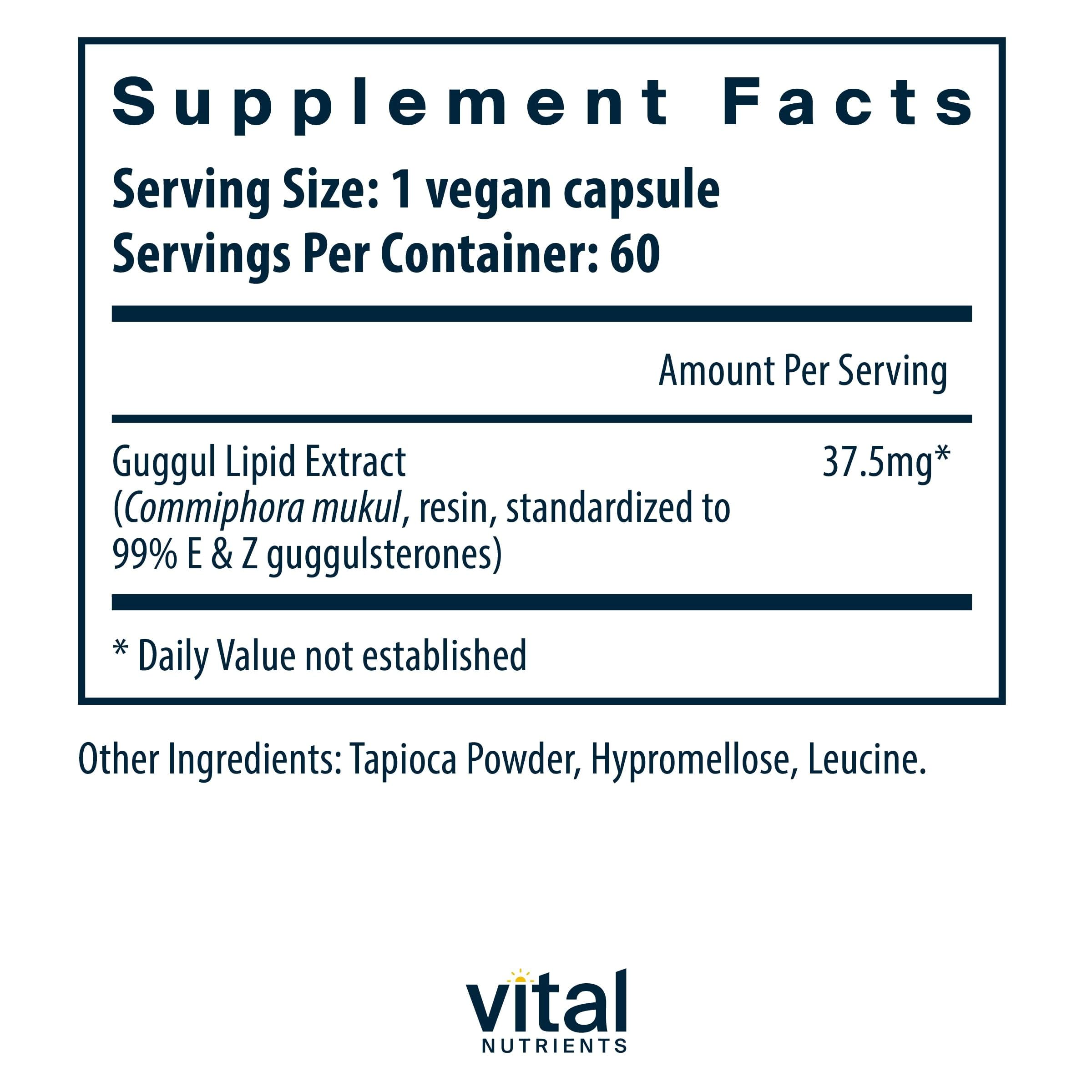 Vital Nutrients Guggul E & Z – Vegan Guggul Supplement for Healthy LDL & Triglyceride Levels | 60 Capsules