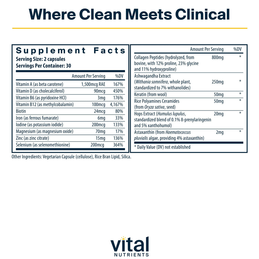 Vital Nutrients Hair Growth Vitamins Complex for Women | Fuller, Thicker Hair | 60 Count | Vegan & Gluten Free