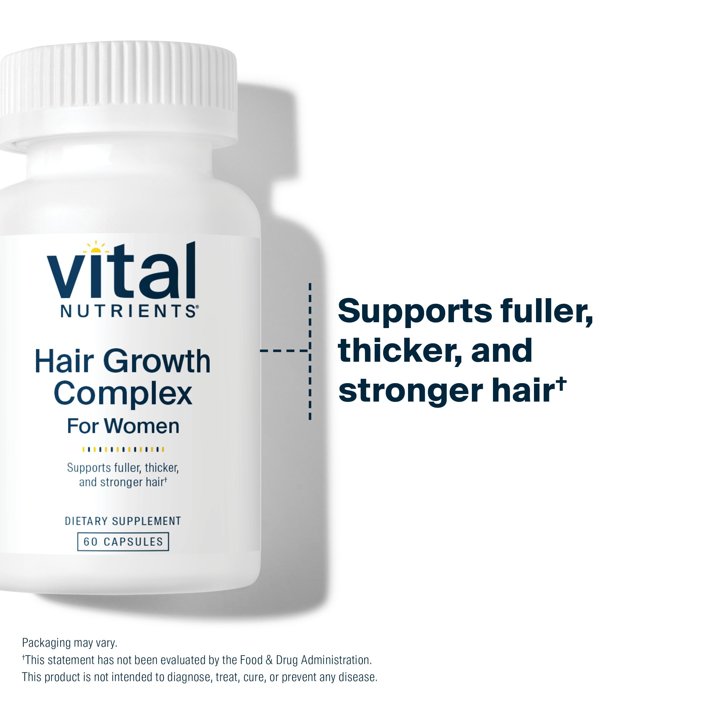 Vital Nutrients Hair Growth Vitamins Complex for Women | Fuller, Thicker Hair | 60 Count | Vegan & Gluten Free