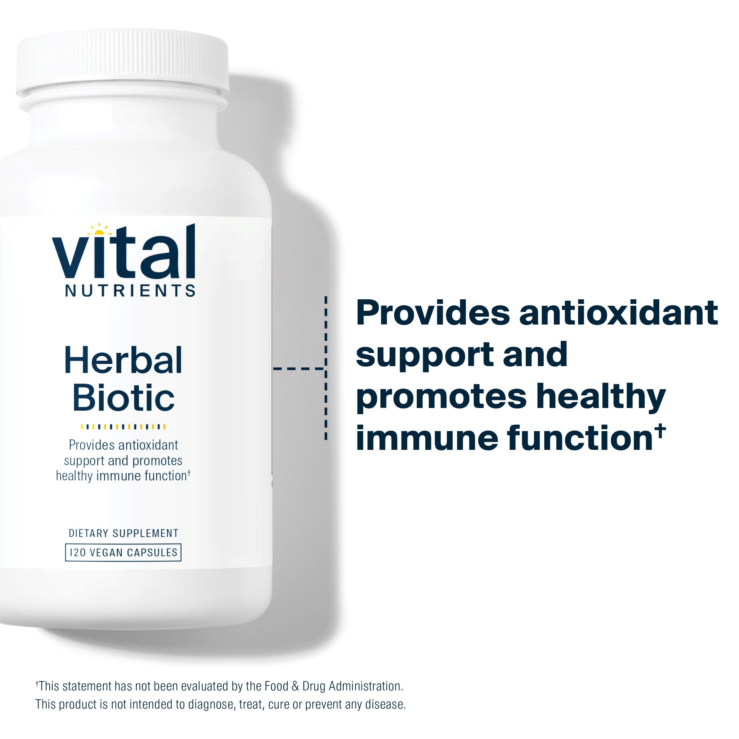Vital Nutrients Herbal Biotic | Immune Support & Antioxidant (120 Caps) | Gluten, Dairy & Soy Free