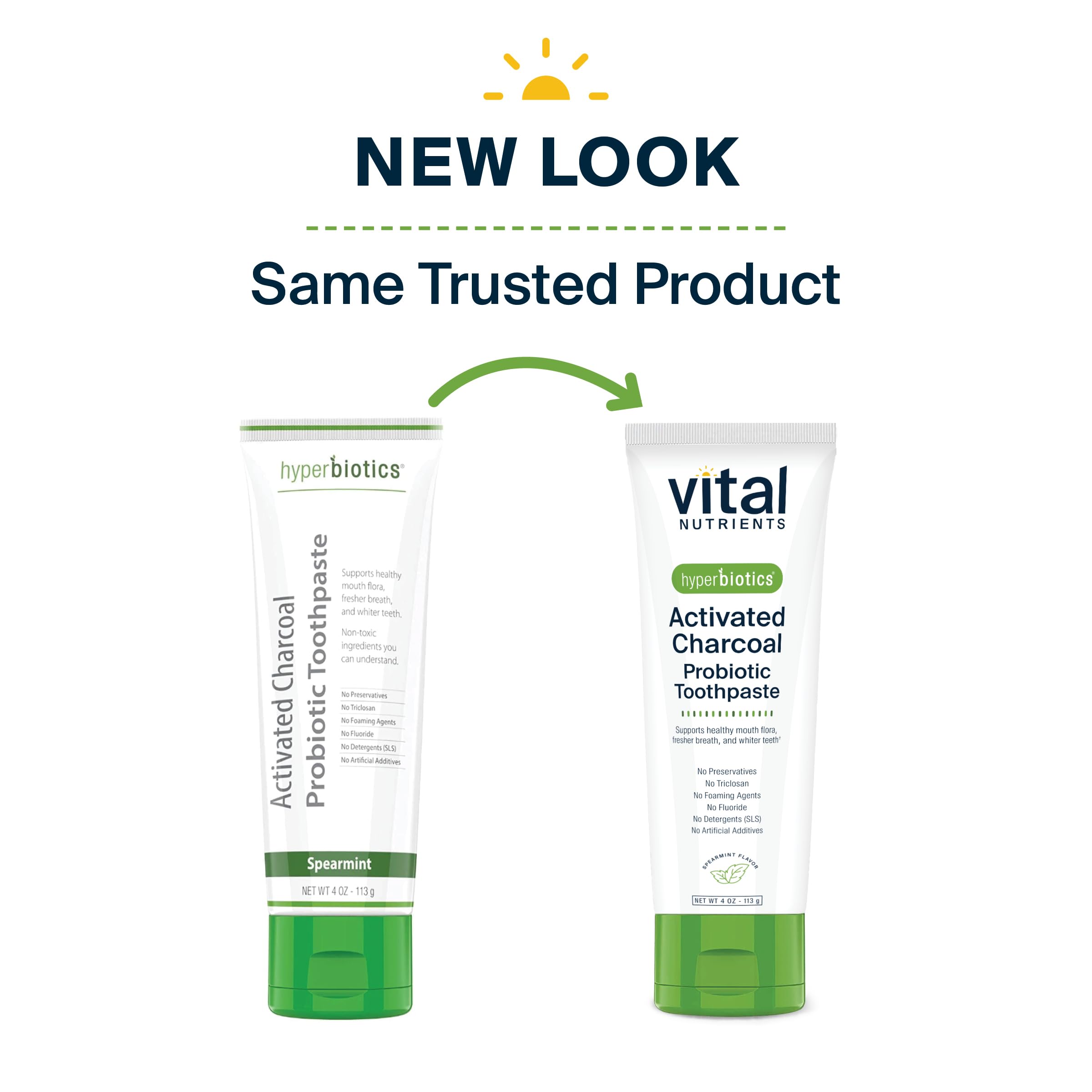 Vital Nutrients Hyperbiotics Activated Charcoal Probiotic Toothpaste | Fluoride Free | Vegan | 4 oz