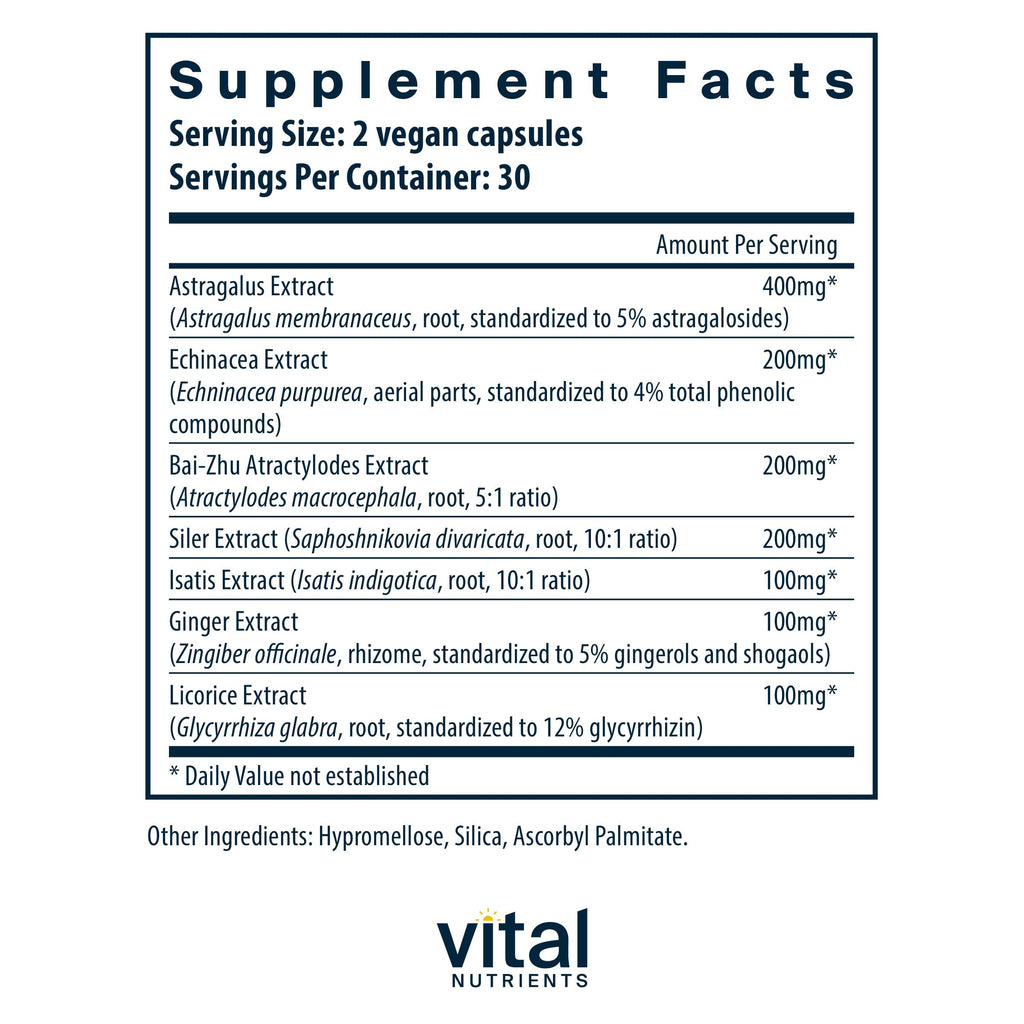 Vital Nutrients Immune Support | Herbal Immune System Support Supplement | Vegan Antioxidant and Immunity Supplement | Gluten, Dairy, Soy Free | Non-GMO | 60 Capsules