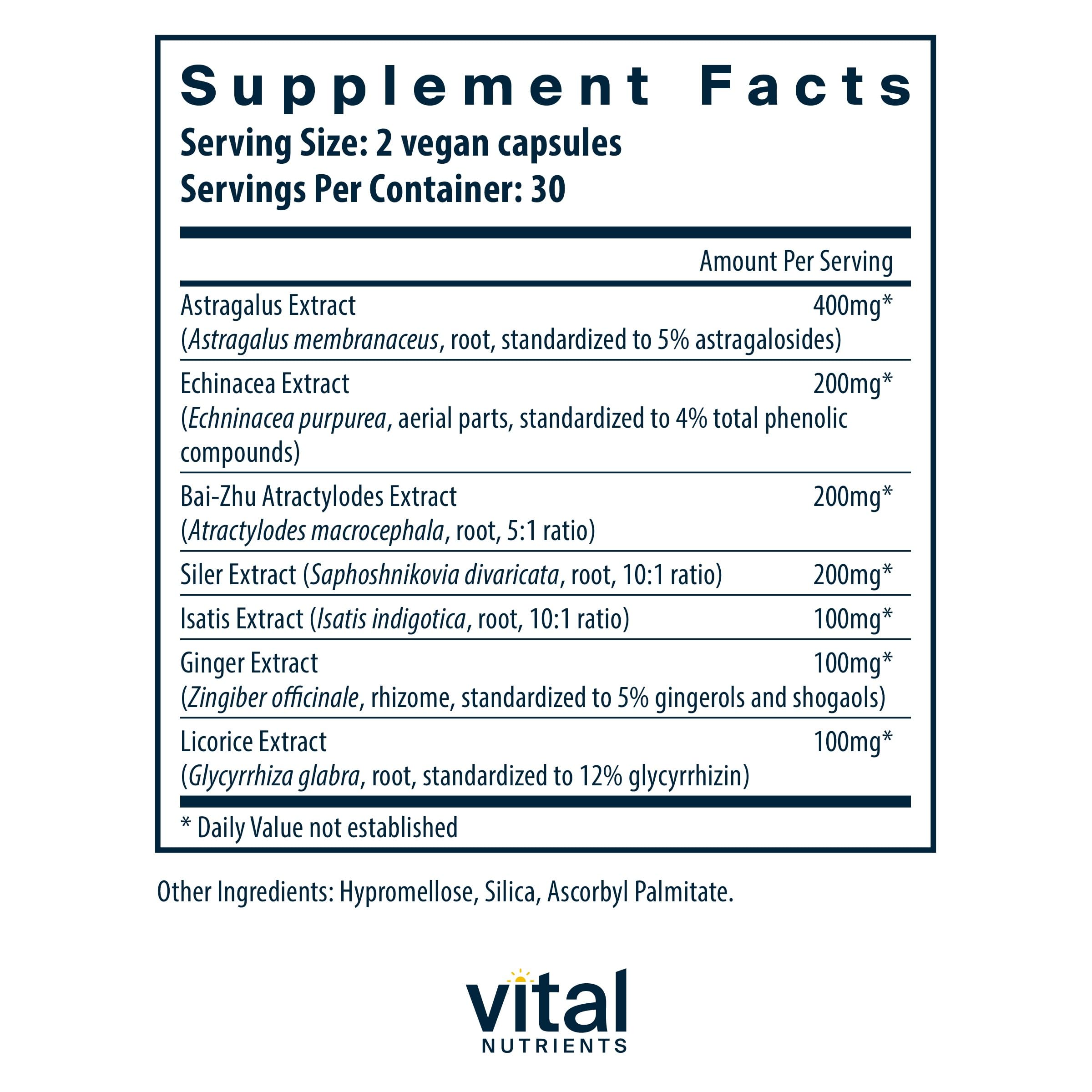 Vital Nutrients Immune Support | Herbal Immune System Support Supplement | Vegan Antioxidant and Immunity Supplement | Gluten, Dairy, Soy Free | Non-GMO | 60 Capsules