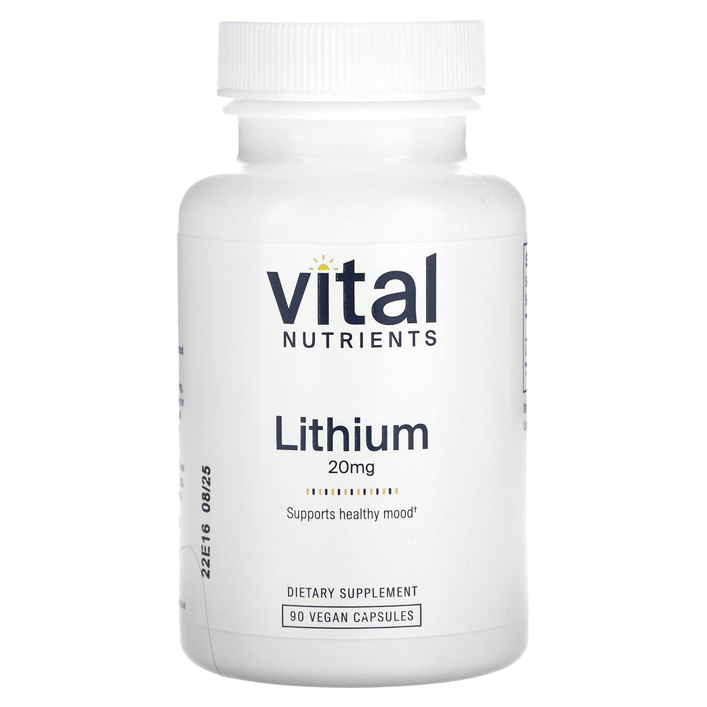 Vital Nutrients Lithium Orotate | Vegan Lithium Supplements for Memory, State of Mind, and Behavioral Health* | 20mg | Gluten, Dairy, Soy Free | 90 Capsules