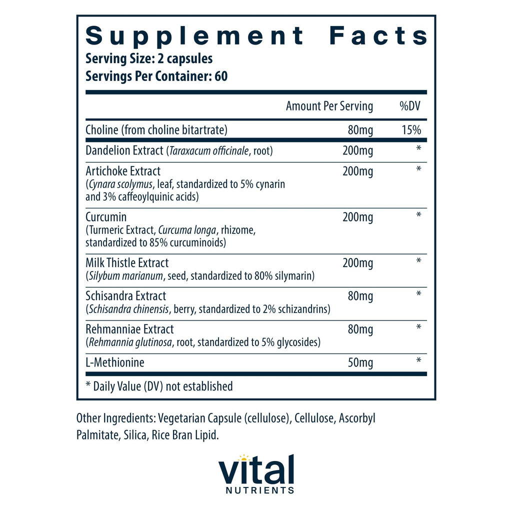 Vital Nutrients Liver Support Milk Thistle & Curcumin | Vegan, Gluten-Free | 120 Capsules