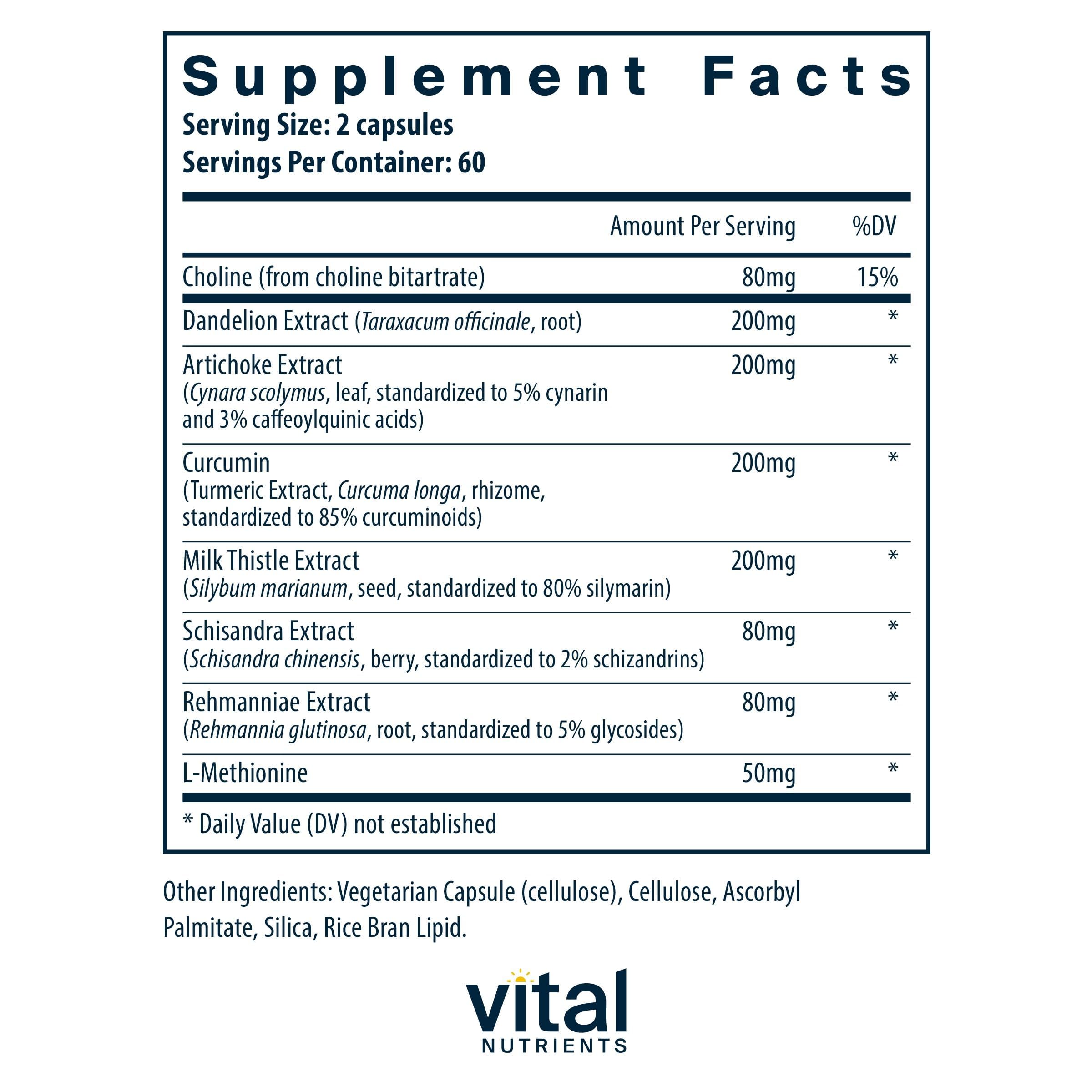 Vital Nutrients Liver Support Milk Thistle & Curcumin | Vegan, Gluten-Free | 120 Capsules