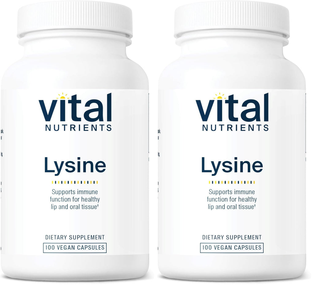 Vital Nutrients Lysine | Immune Support & Lip/Oral Tissue Health | 100 Capsules (Pack of 2)