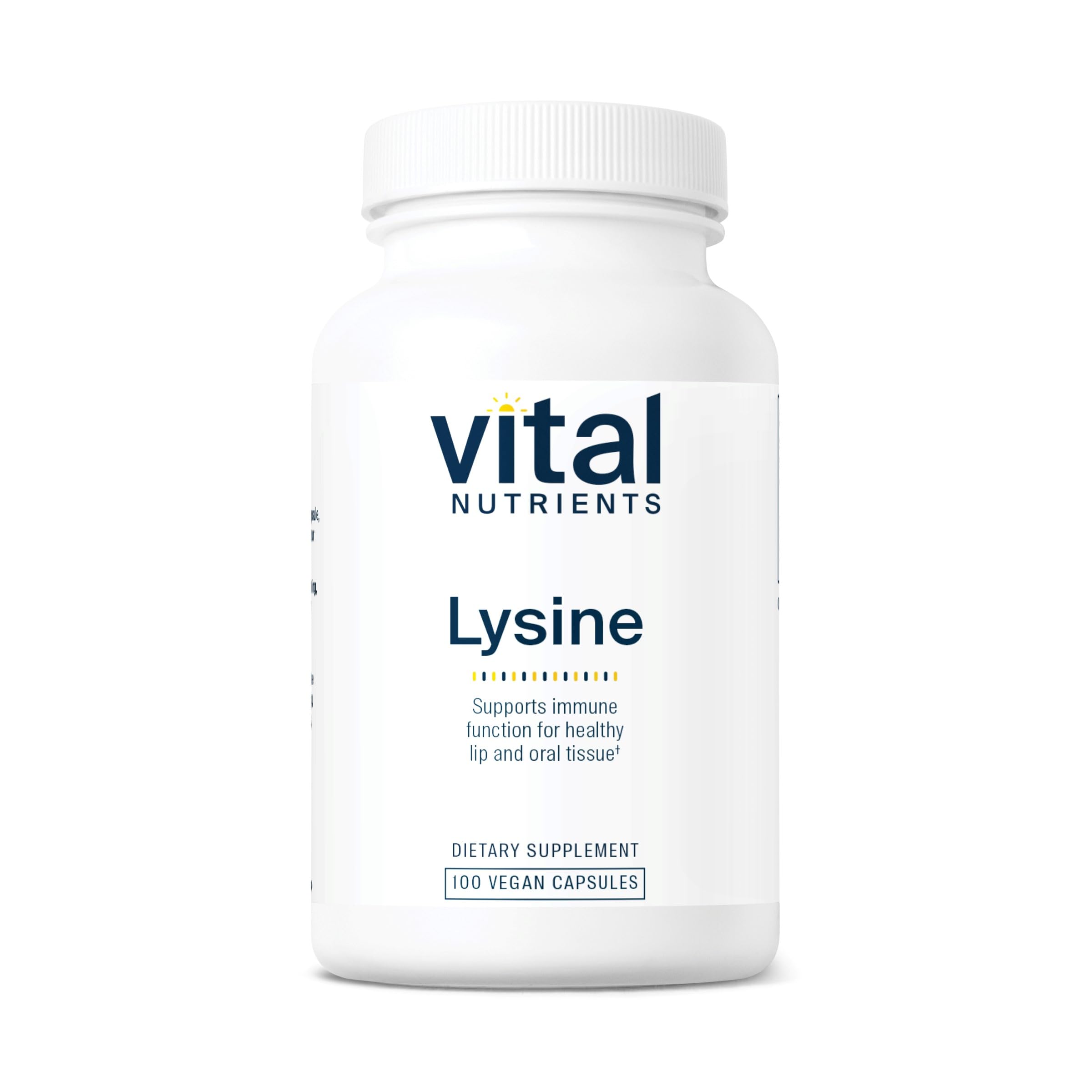 Vital Nutrients Lysine | Lysine Supplement Supports Healthy Lip and Oral Tissue | Immune Support Supplement Promotes Calcium Absorption | Gluten, Dairy, Soy Free | Non-GMO | 100 Capsules