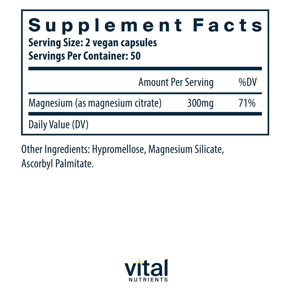 Vital Nutrients Magnesium Citrate 150mg | Sleep, Relaxation & Muscle Support | Vegan, Gluten-Free | 200 Capsules (Pack of 2)