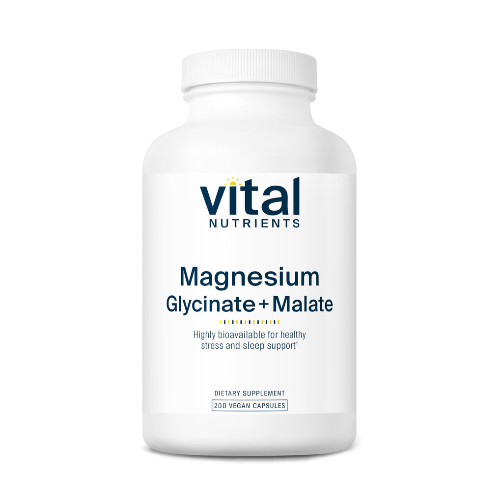 Vital Nutrients Magnesium Glycinate + Malate 120mg | Vegan Magnesium Supplement for Relaxation | 200 Capsules
