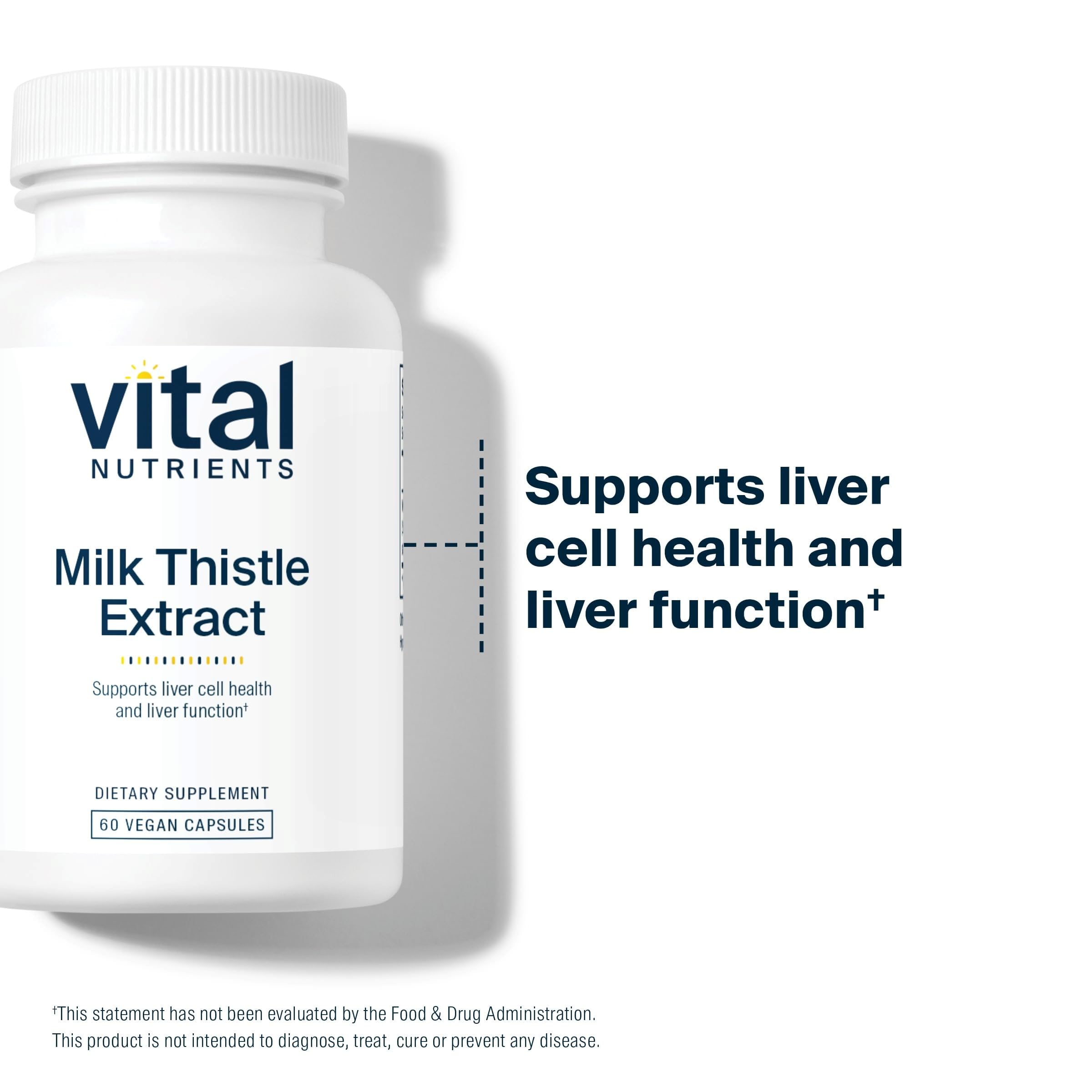 Vital Nutrients Milk Thistle Extract 250mg | Vegan Liver Support | 60 Capsules