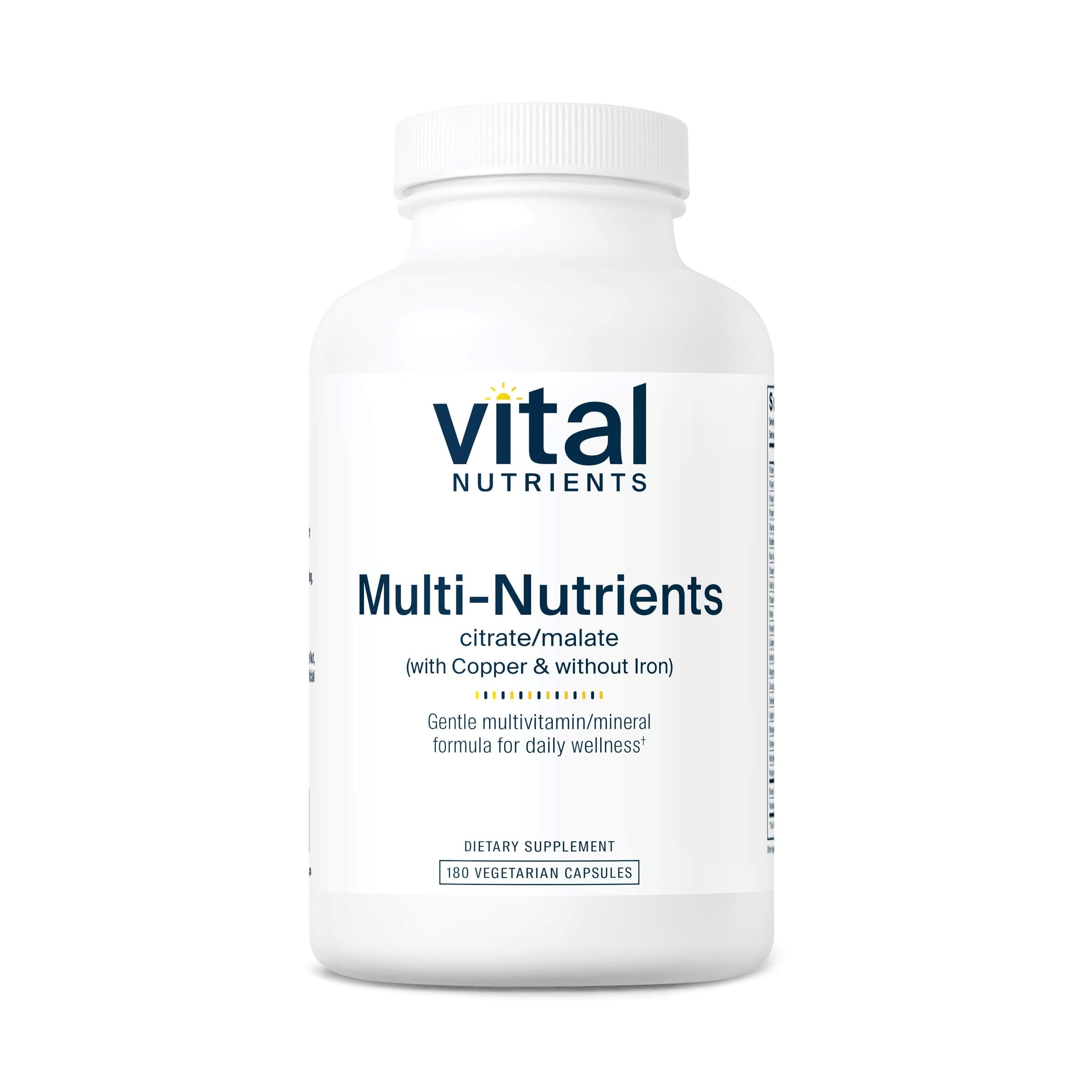 Vital Nutrients Multi-Nutrients 2 - Citrate/Malate Formula (Copper, No Iron) | 180 Vegetarian Capsules