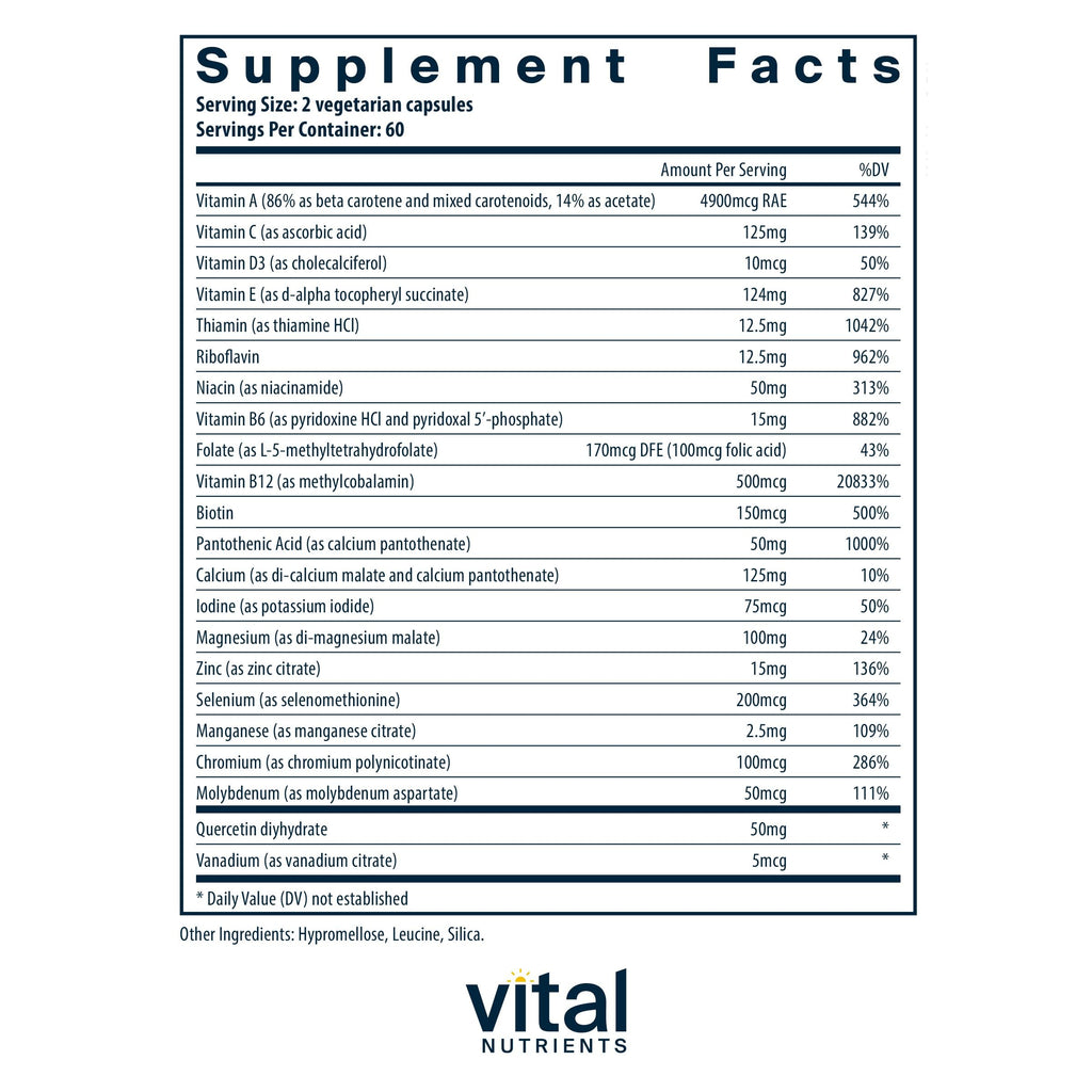 Vital Nutrients Multi-Nutrients 5 Ultra Antioxidant Formula – Vegetarian Daily Multivitamin (120 Capsules)