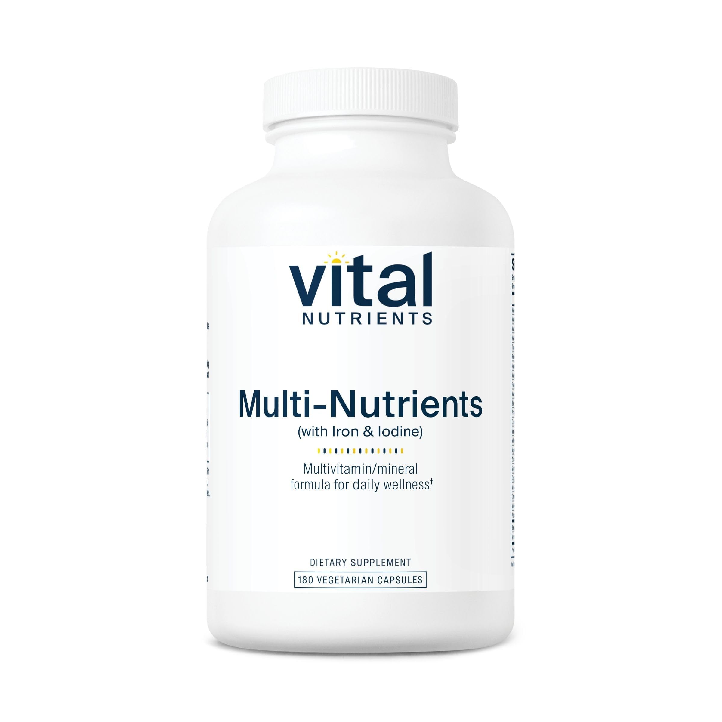Vital Nutrients Multi-Nutrients with Iron and Iodine - Vegetarian Multivitamin (180 Capsules)