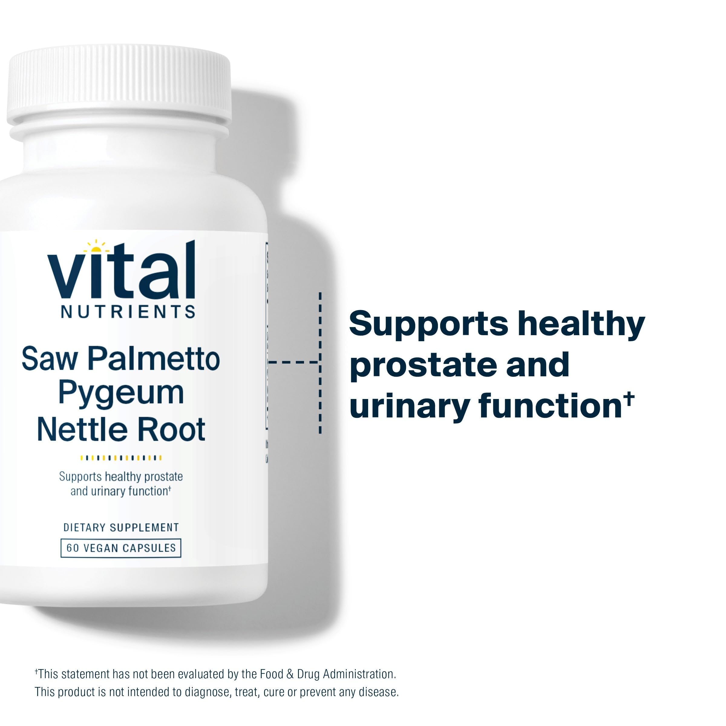 Vital Nutrients Saw Palmetto with Pygeum & Nettle Root – Vegan Prostate Support, 120 Capsules