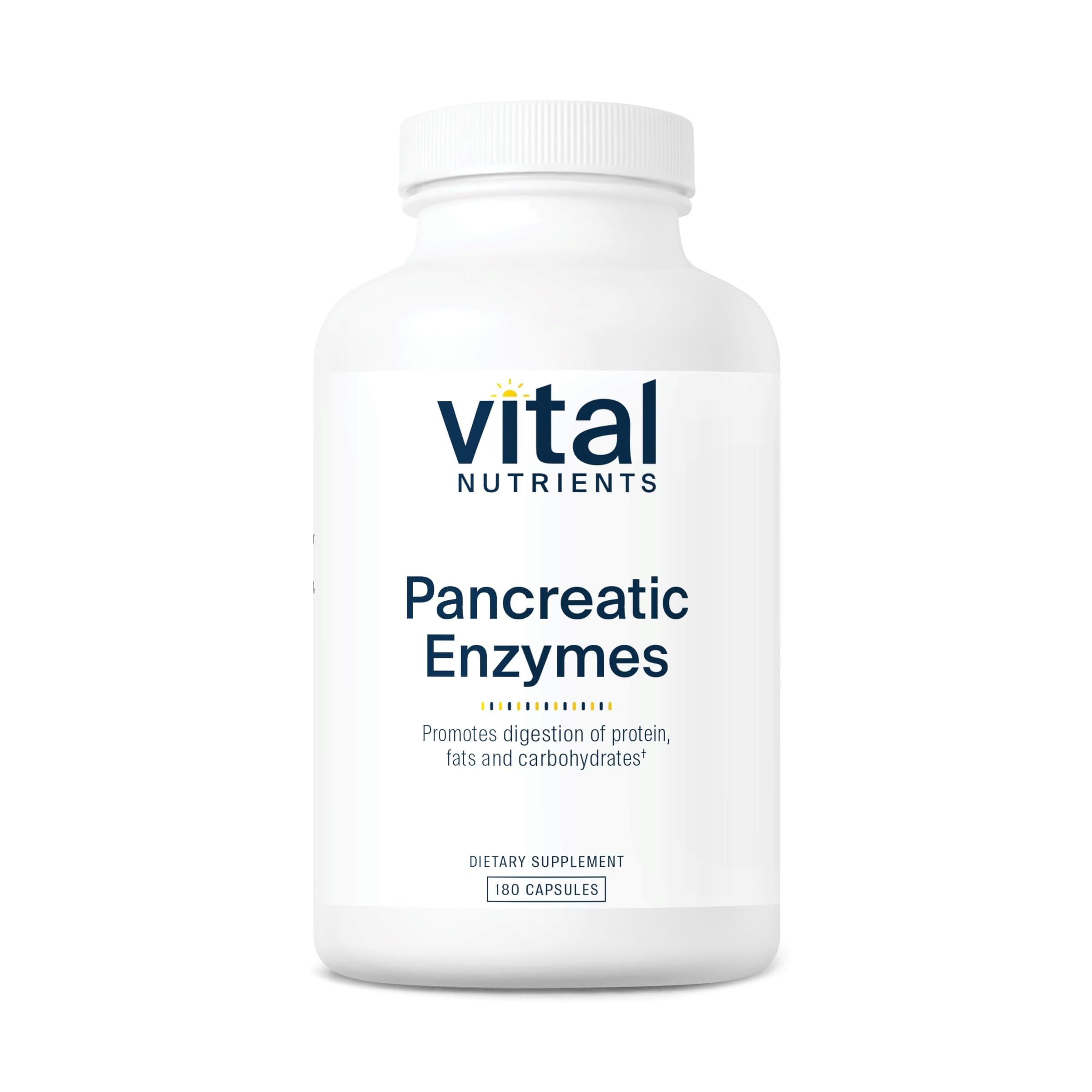 Vital Nutrients Pancreatic Enzymes 1000mg | Full-Strength Digestive Enzymes | Gluten, Dairy & Soy Free | 180 Capsules