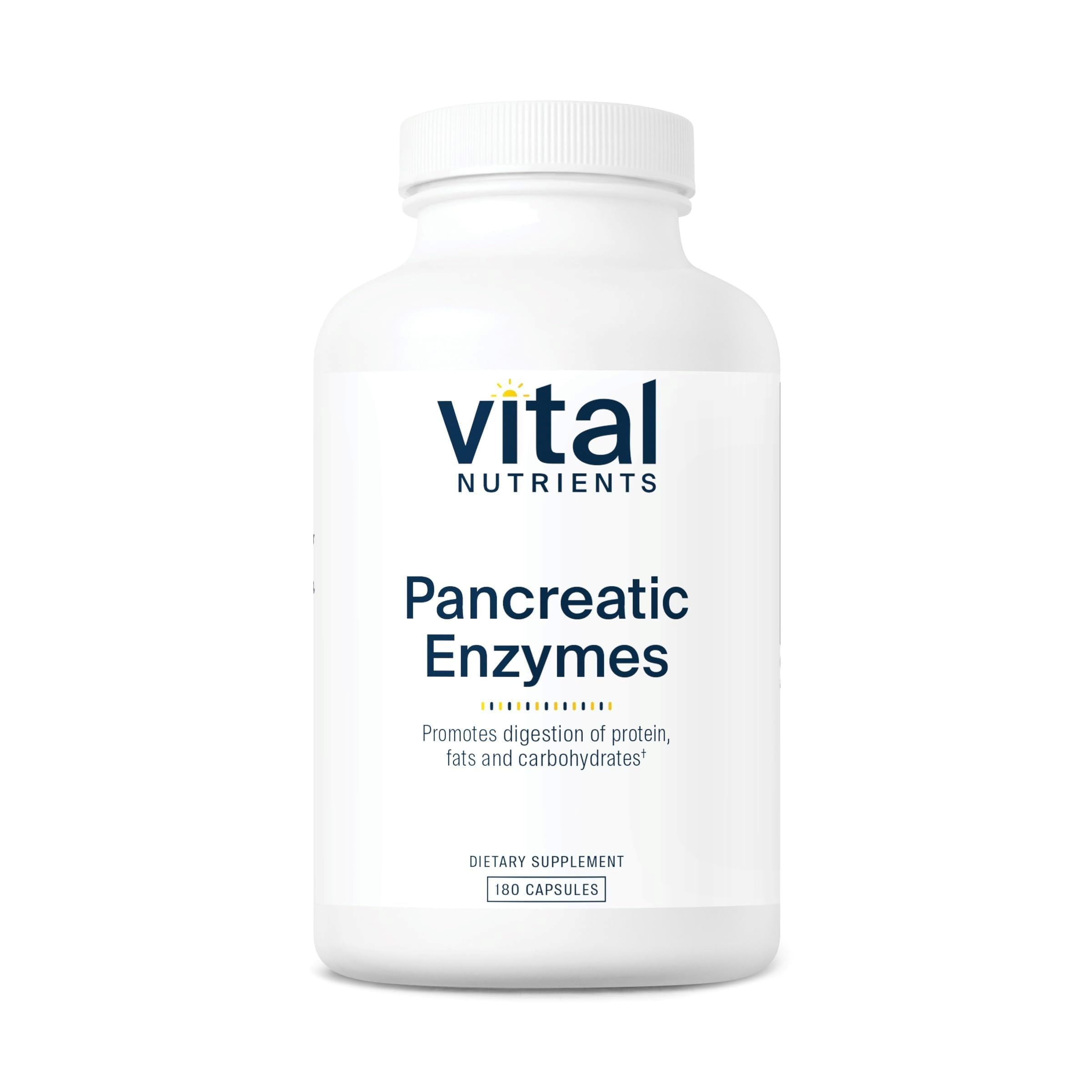 Vital Nutrients Pancreatic Enzymes 1000mg | Full-Strength Digestive Enzymes | Gluten, Dairy & Soy Free | 180 Capsules