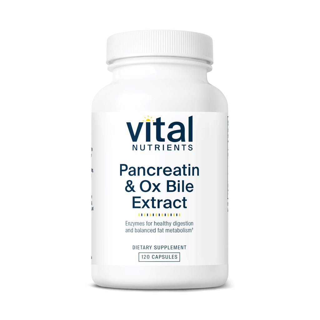 Vital Nutrients Pancreatin & Ox Bile Extract 500mg | Digestive Enzymes for Protein, Fat & Carbs | Gluten Free | 120 Capsules