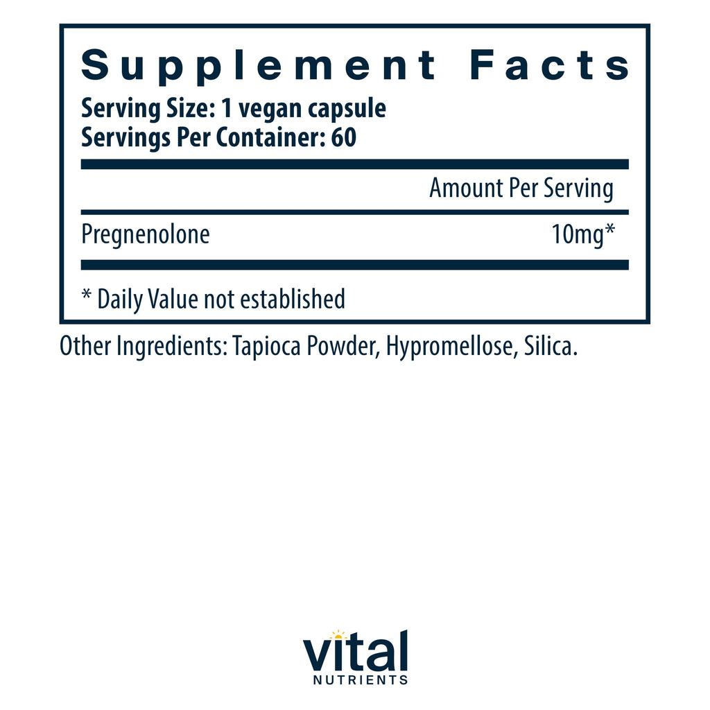 Vital Nutrients Pregnenolone 10 mg – Mood, Memory & Immune Support (60 Veg Caps x2)