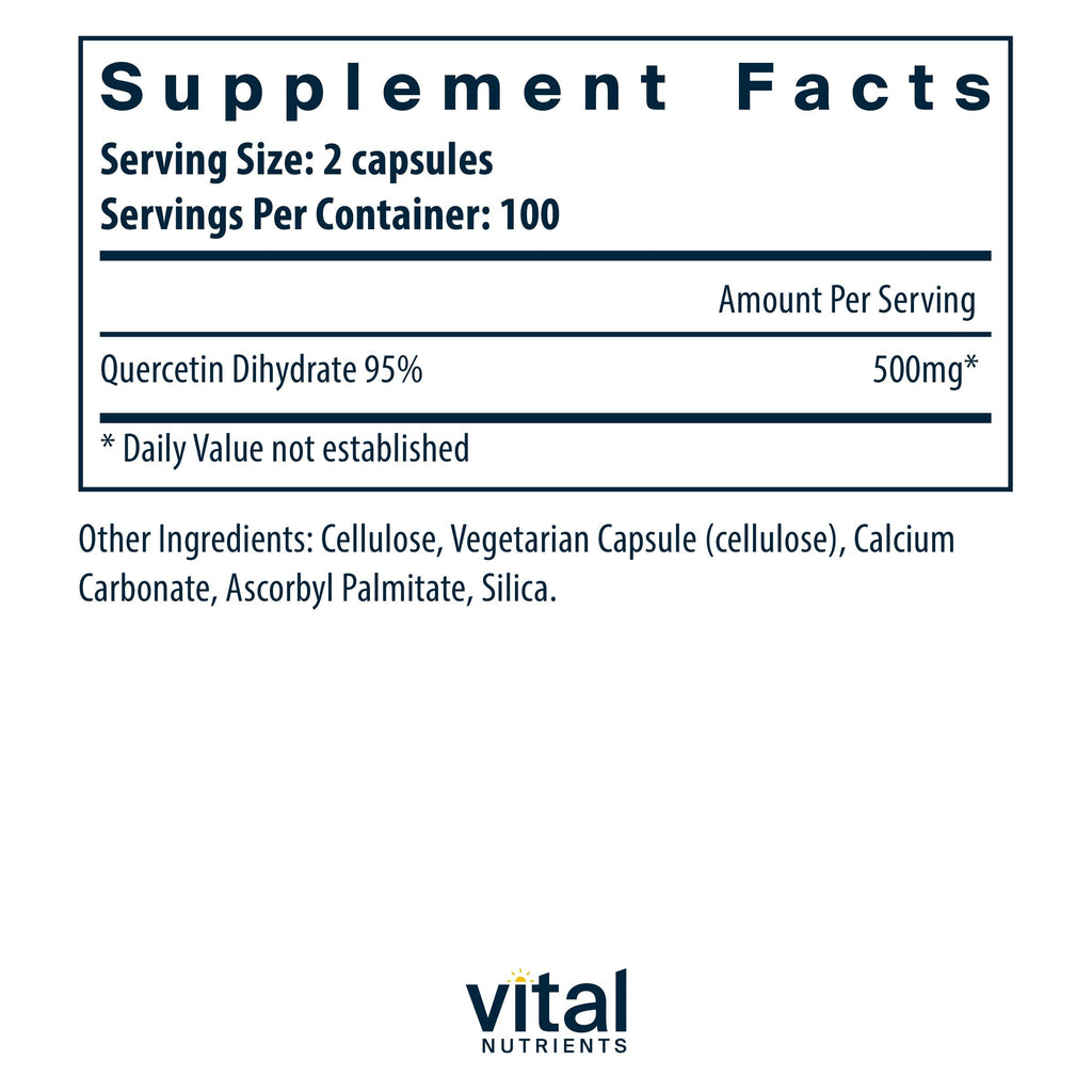 Vital Nutrients Quercetin | 500mg Vegan Quercetin Supplement – 200 Capsules