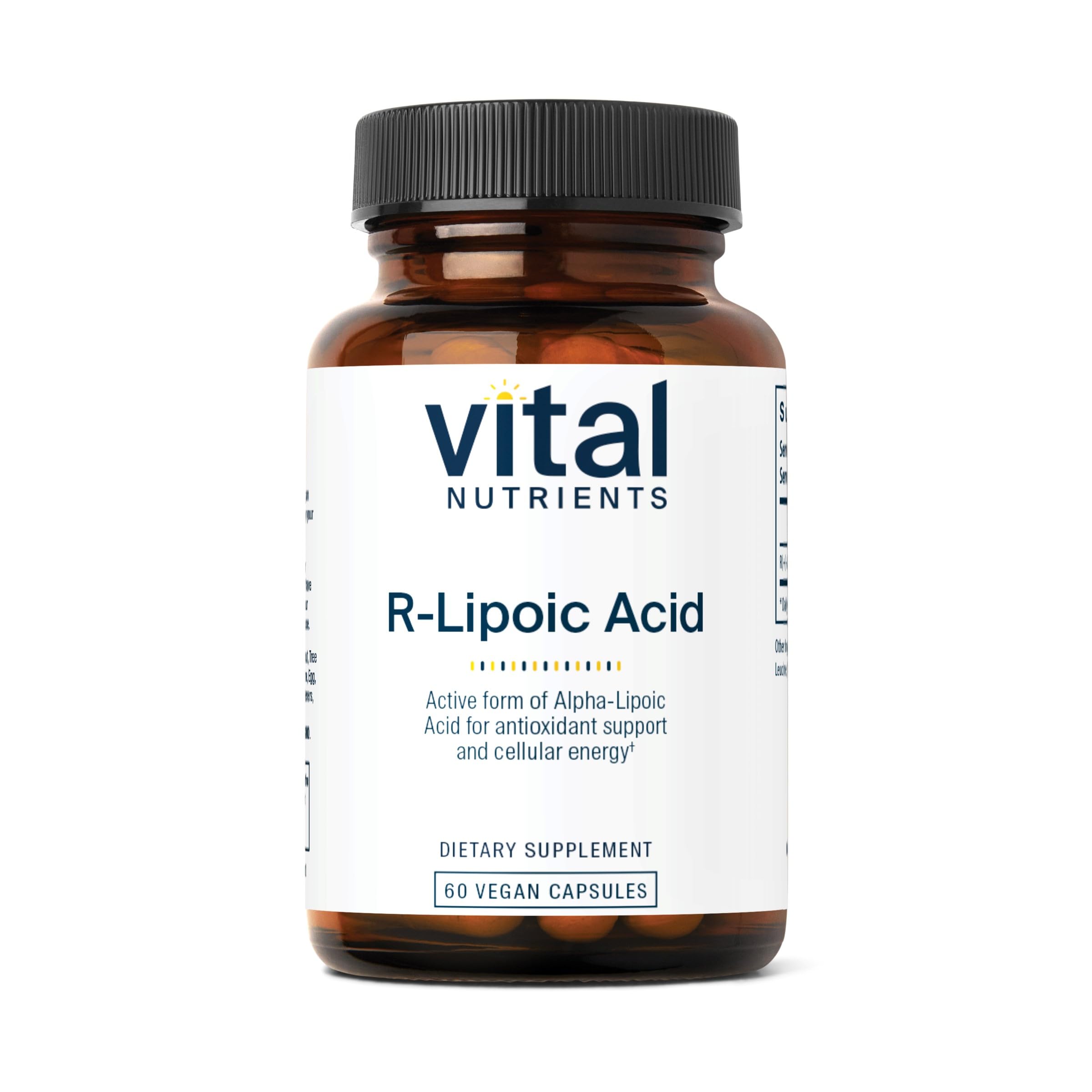 Vital Nutrients R-Lipoic Acid | Active Alpha-Lipoic Acid Antioxidant | ALA Supplement for Healthy Metabolism and Energy | Gluten, Dairy, Soy Free | Non-GMO | 60 Capsules