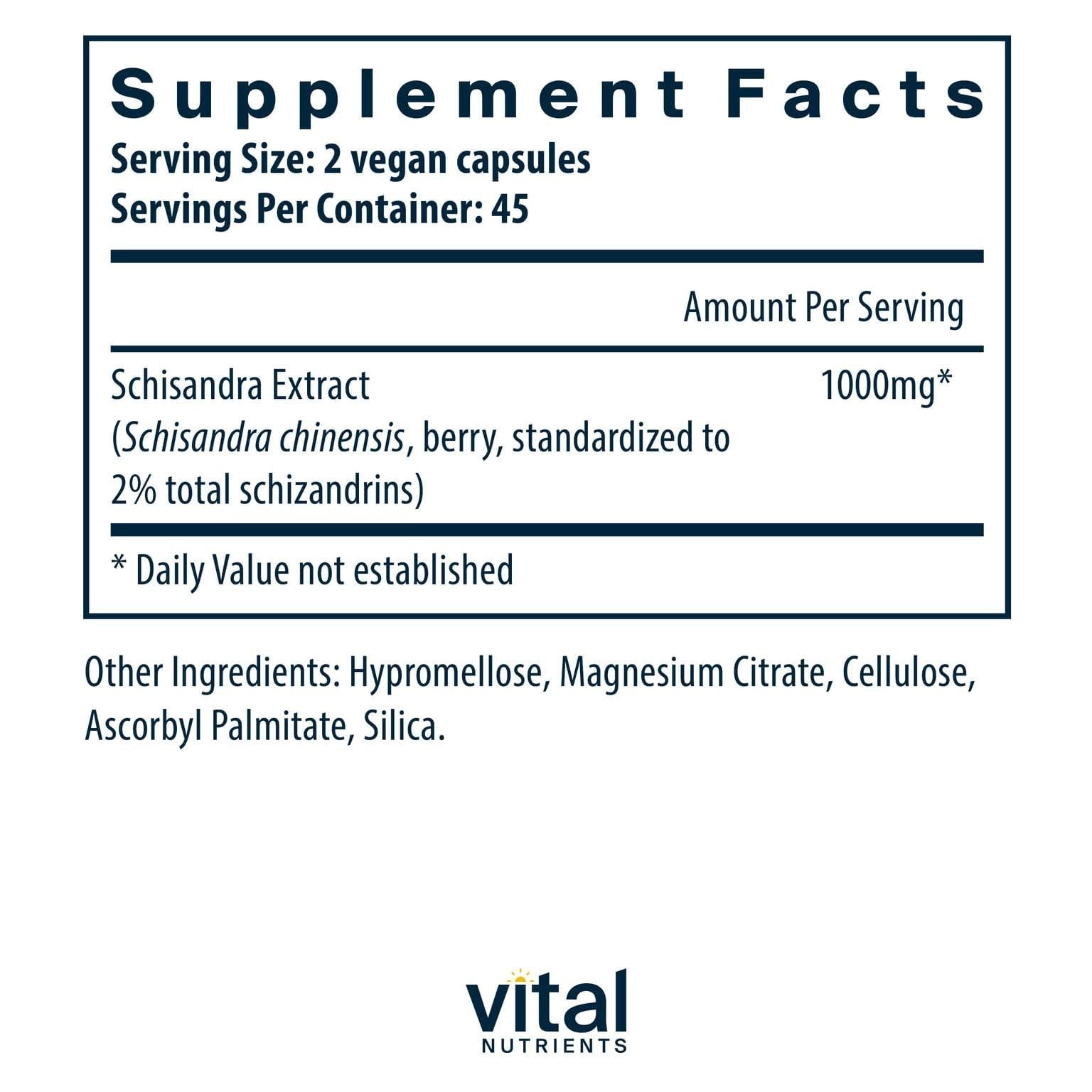 Vital Nutrients Schisandra Extract - Liver, Immune & Energy Support (1000 mg)