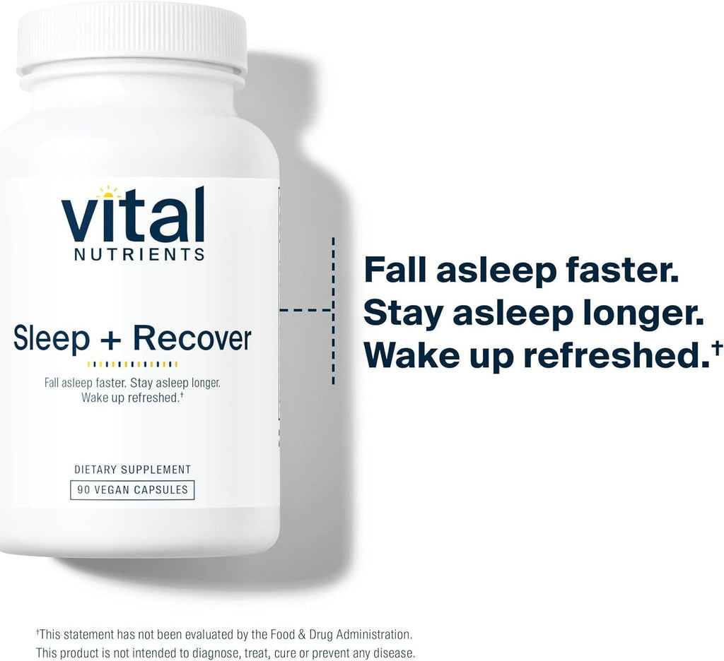 Vital Nutrients Sleep + Recover – Vegan Sleep Support with Melatonin, Ashwagandha & L-Theanine – 90 Capsules