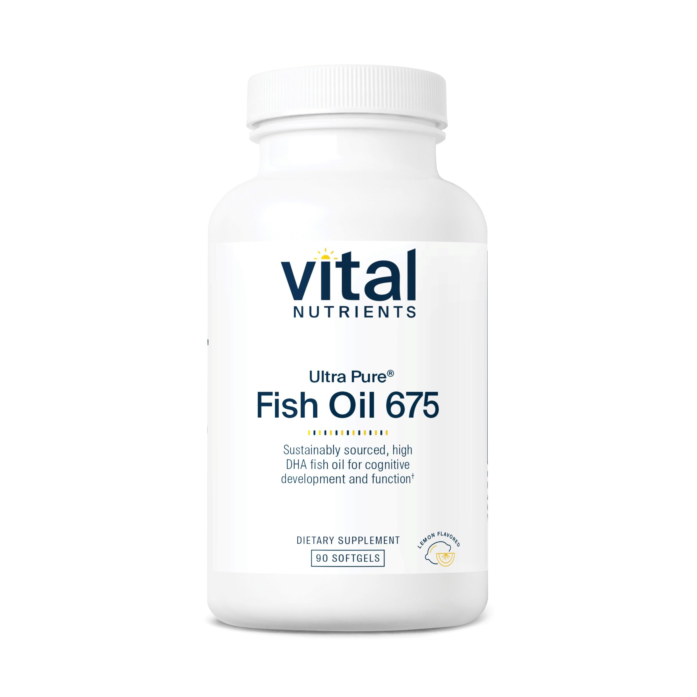 Vital Nutrients Ultra Pure Fish Oil 675 | High DHA Omega-3 (90 Softgels, Lemon)