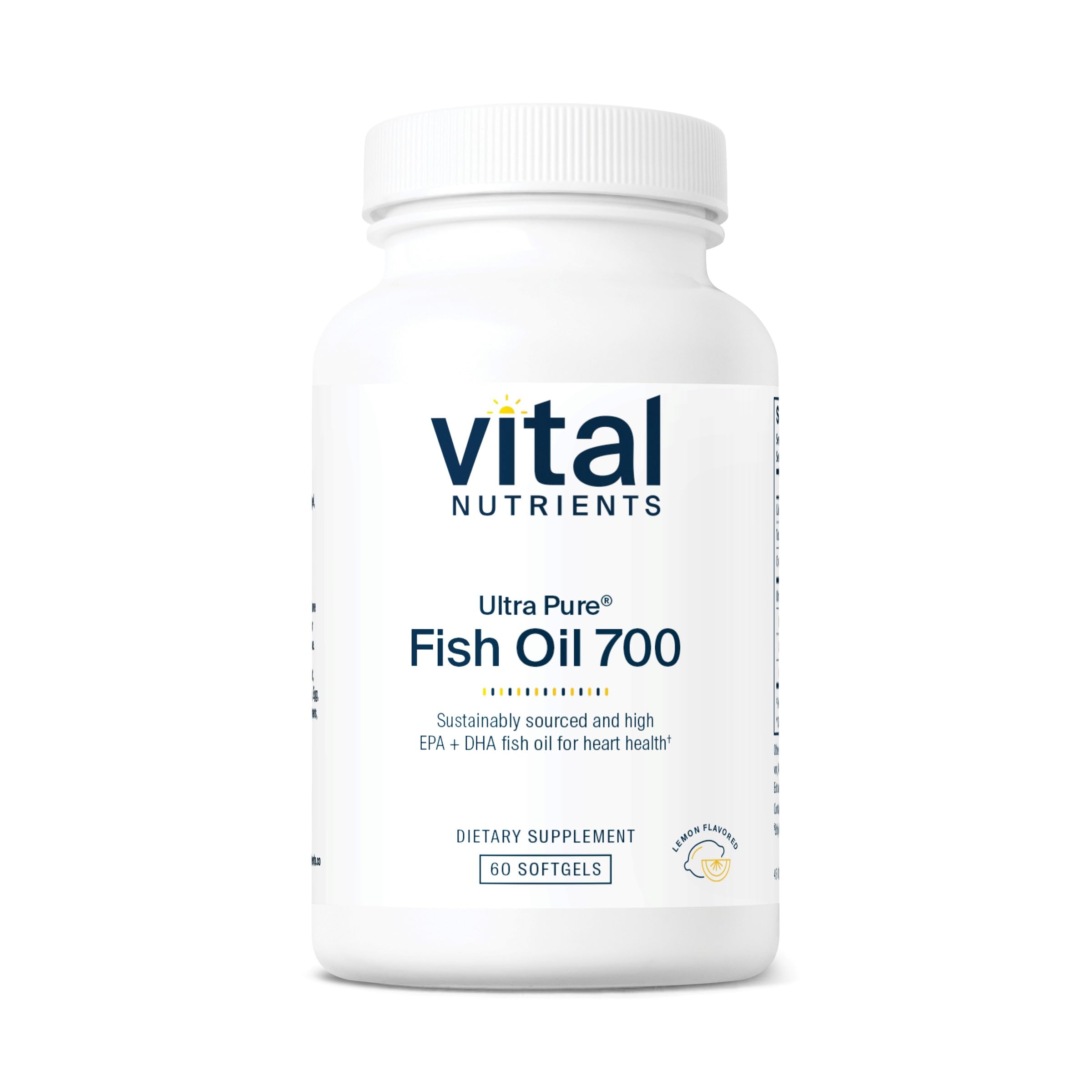 Vital Nutrients Ultra Pure Fish Oil 700 | High EPA & DHA | Lemon | 60 Softgels