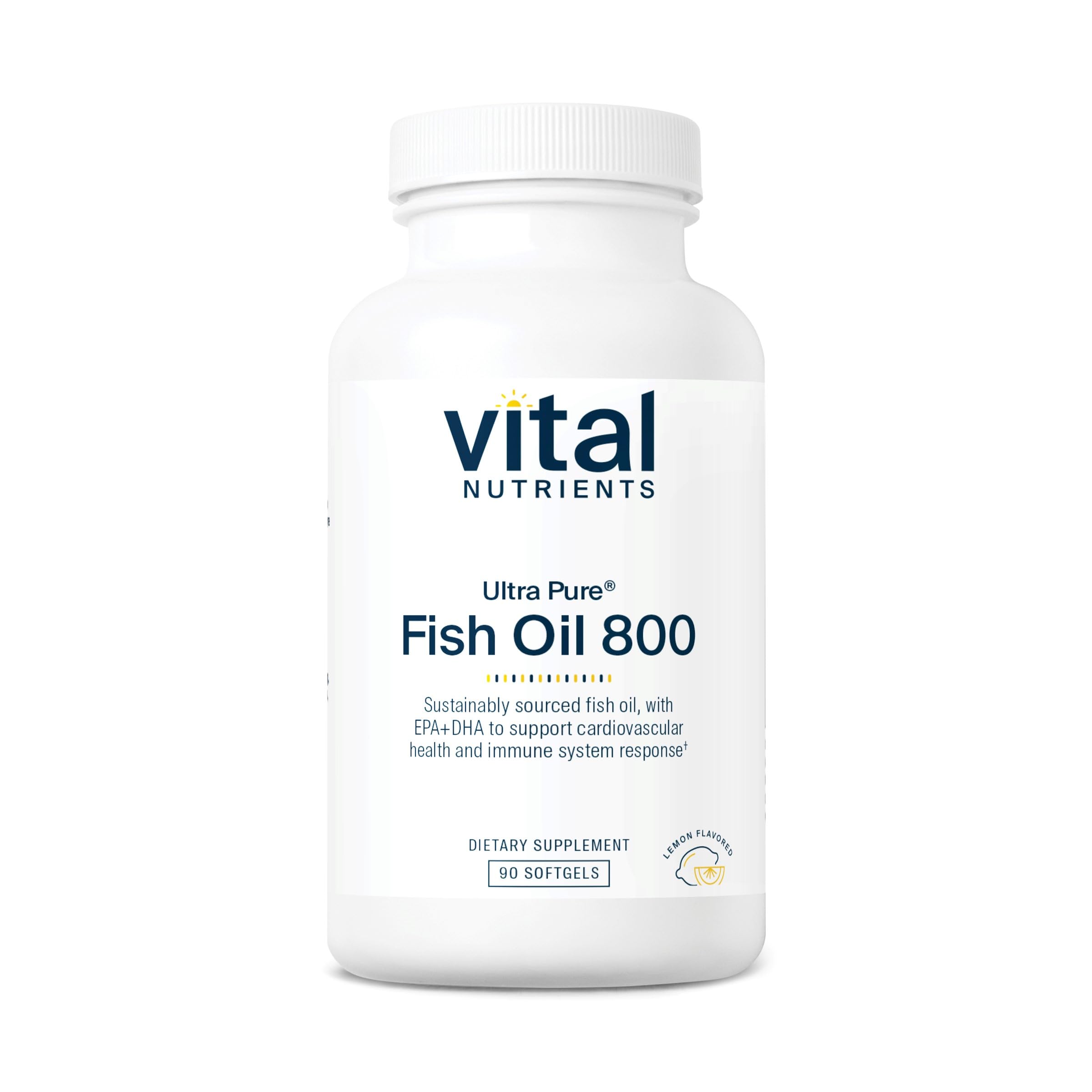 Vital Nutrients Ultra Pure Fish Oil 800 – High EPA & DHA Omega-3, Lemon, 90 Softgels