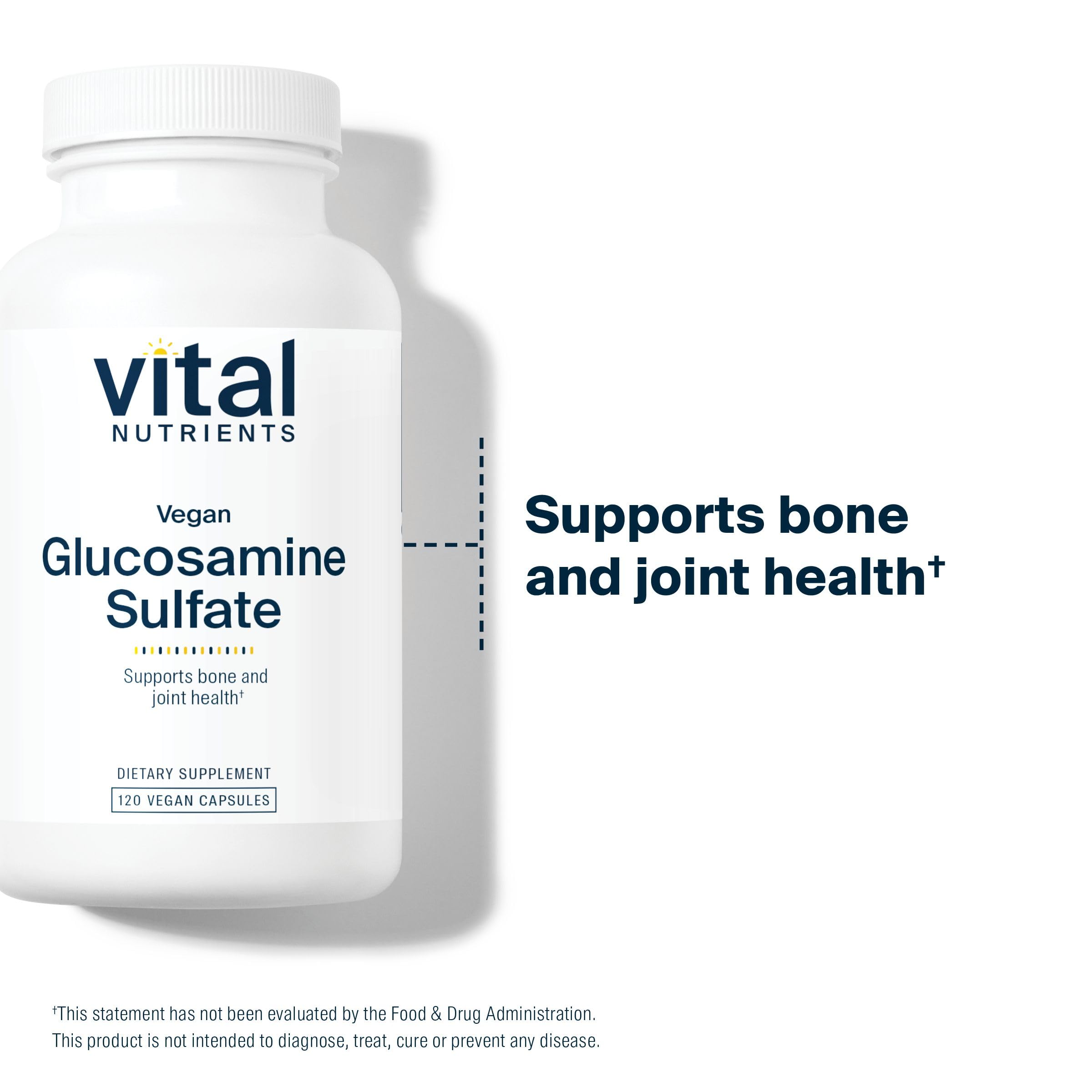 Vital Nutrients Vegan Glucosamine Sulfate 750mg – Joint Support, Cartilage & Mobility | Gluten-Free, Non-GMO | 60 Capsules