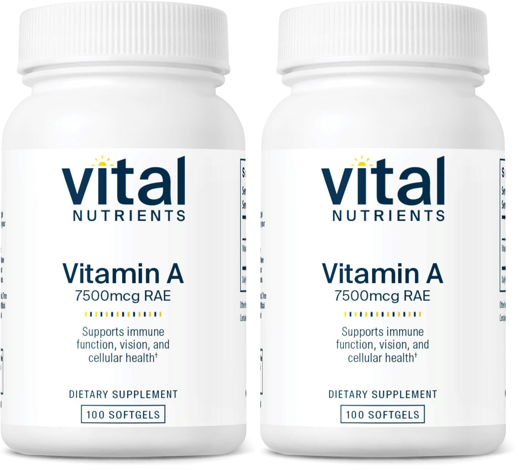 Vital Nutrients Vitamin A 7500mcg RAE – Immune, Vision & Skin Support | Non-GMO | Pack of 2