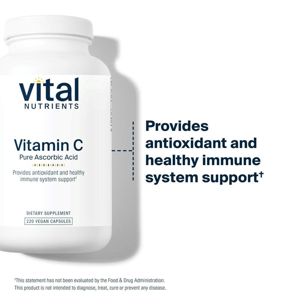 Vital Nutrients Vitamin C 1000mg | Pure Ascorbic Acid, Vegan Antioxidant for Immune Support & Iron Absorption | Gluten Free | Non-GMO | 220 Capsules