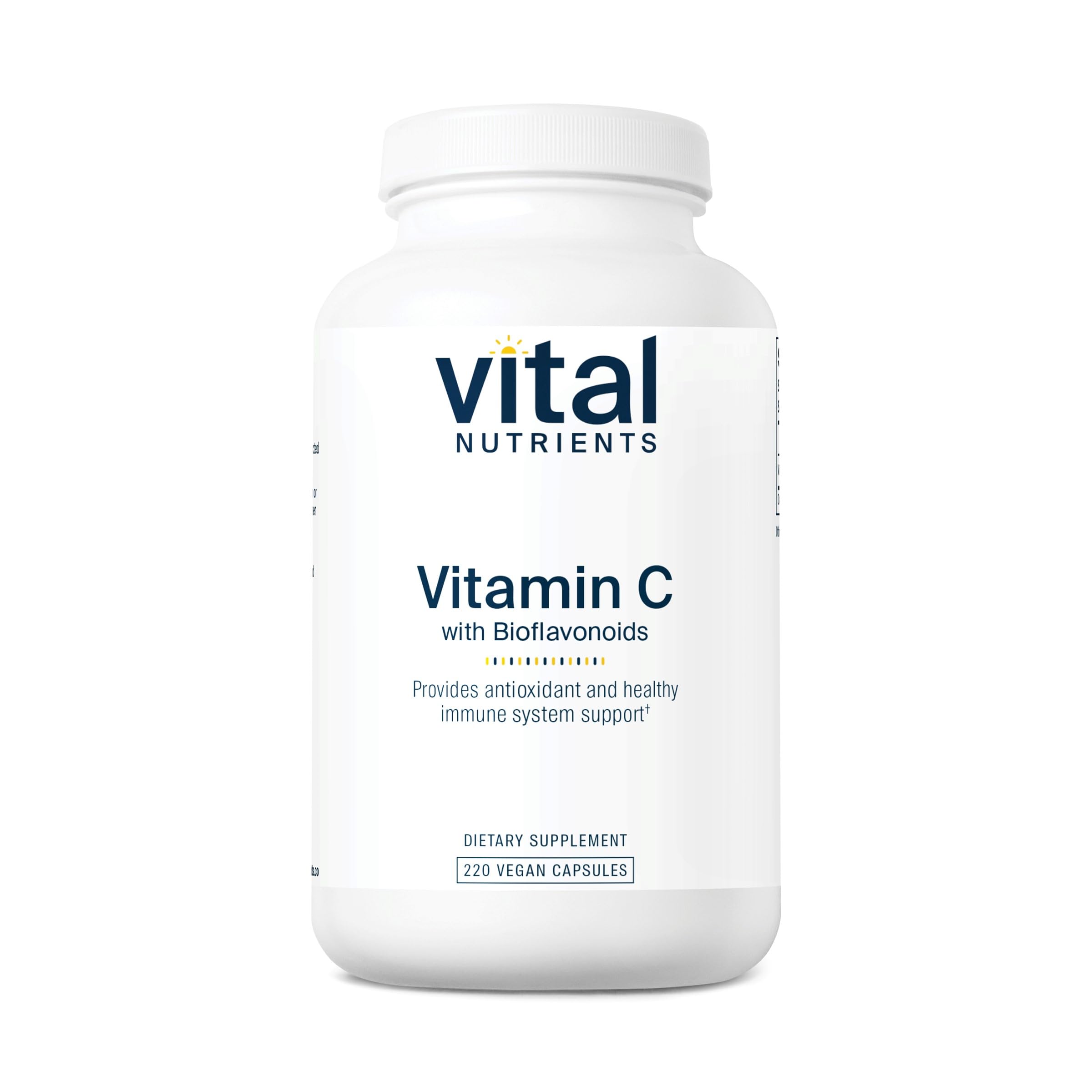 Vital Nutrients Vitamin C with Bioflavonoids | Vegan, Allergen-Free 1000mg Vitamin C + 500mg Citrus Bioflavonoids | 220 Capsules
