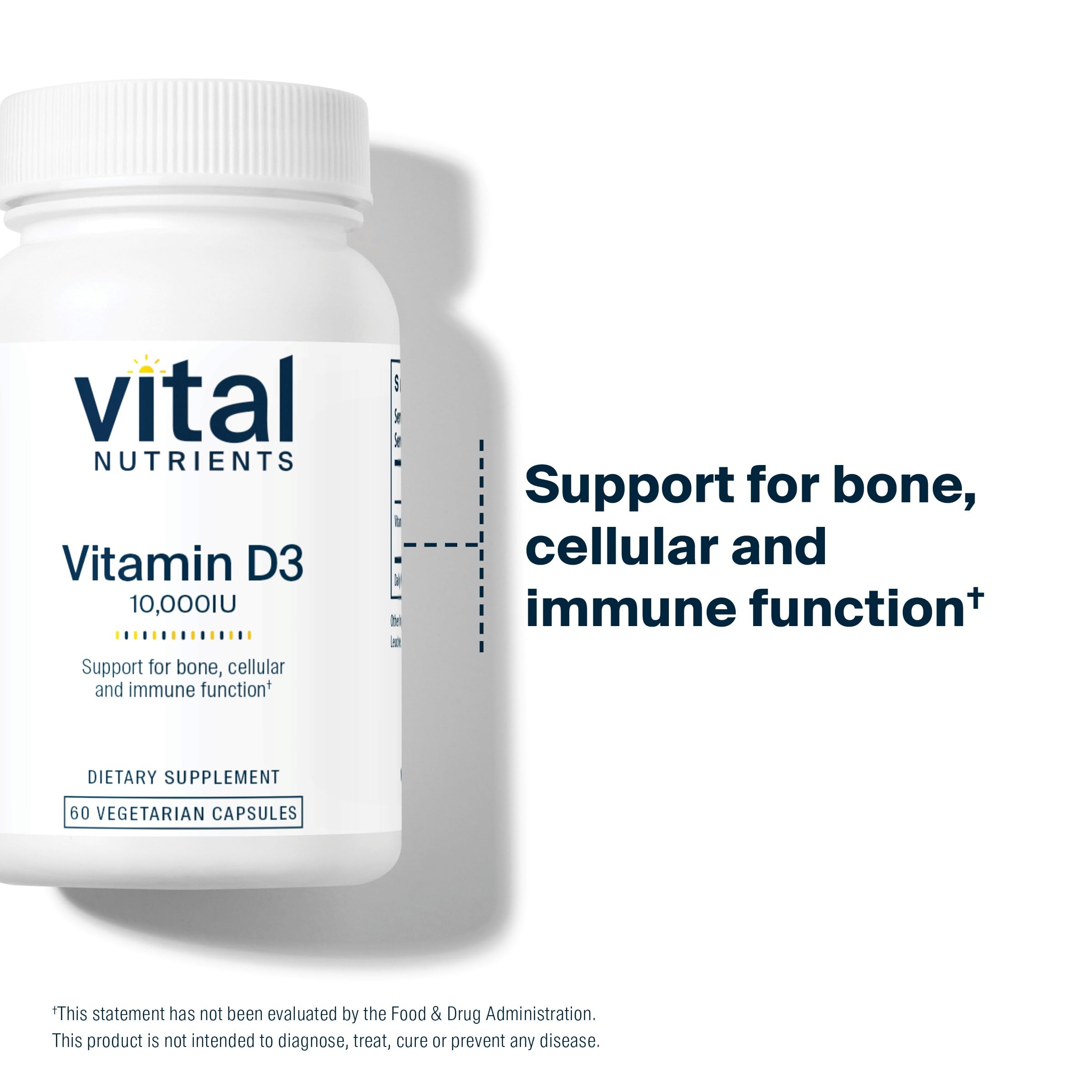 Vital Nutrients Vitamin D3 10000 IU – Immune & Bone Support, 60 Capsules