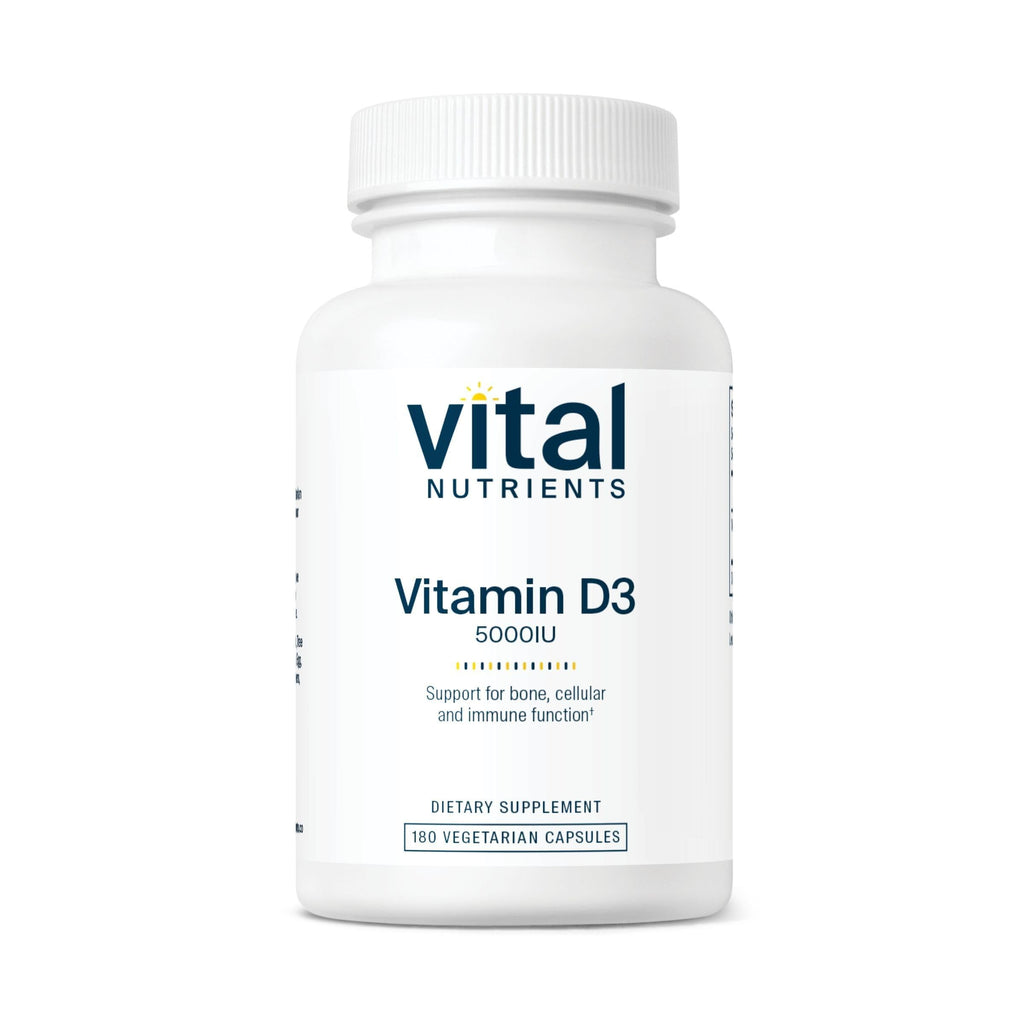Vital Nutrients Vitamin D 5000 IU D3 Supplement – Supports Bones, Teeth & Immunity | Gluten, Dairy & Soy Free | 180 Capsules