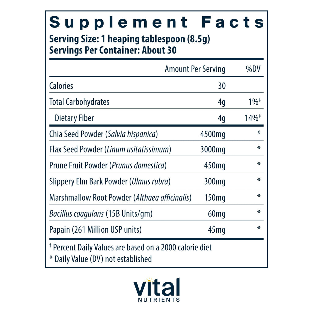 Vital Nutrients Whole Fiber Fusion Powder – Natural Dietary Fiber (Vegetarian) 261 g