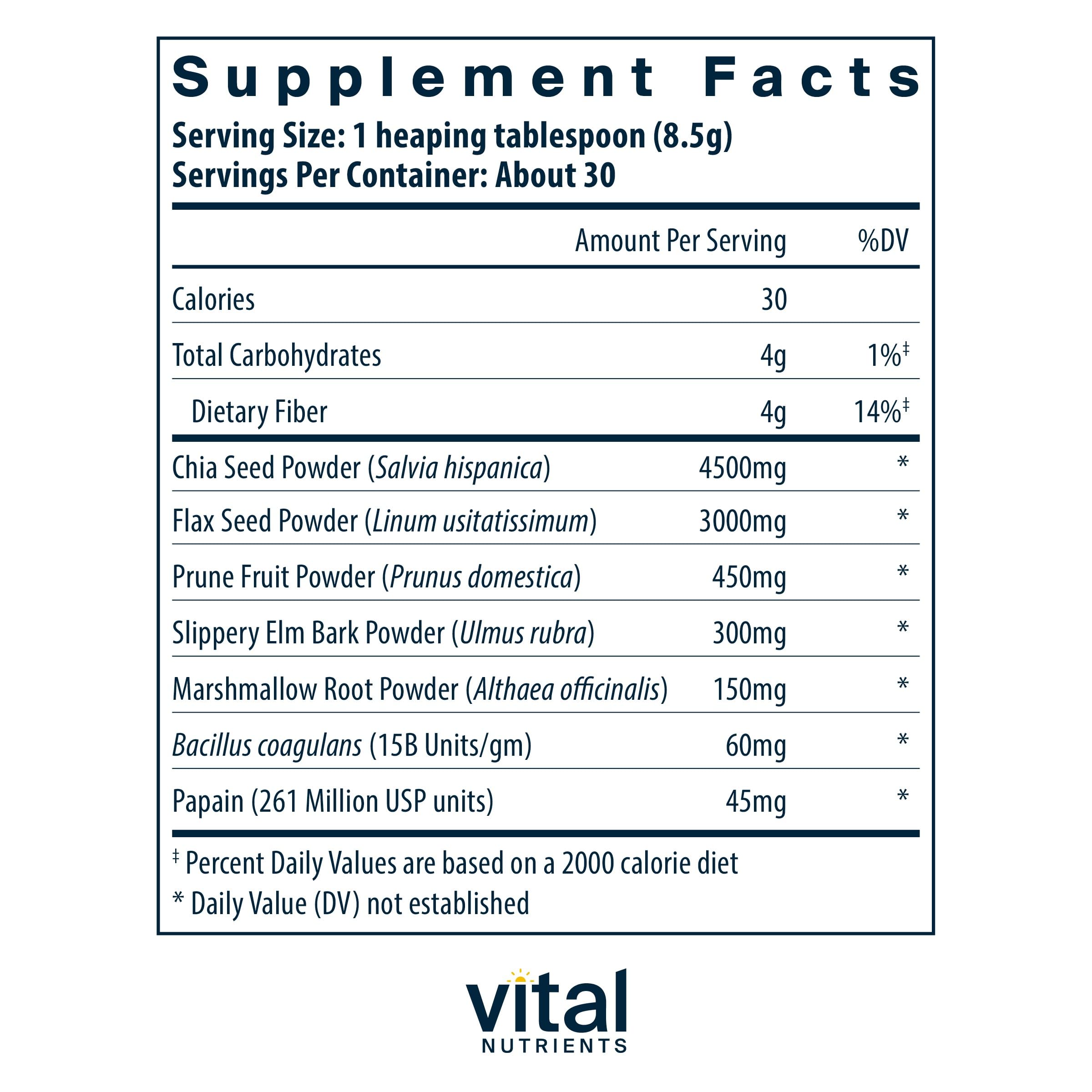 Vital Nutrients Whole Fiber Fusion Powder – Natural Dietary Fiber (Vegetarian) 261 g