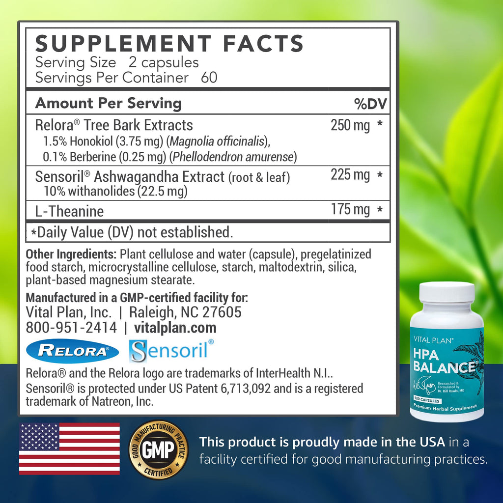 Vital Plan HPA Balance Adrenal Support - Dr. Bill Rawls | Sensoril Ashwagandha