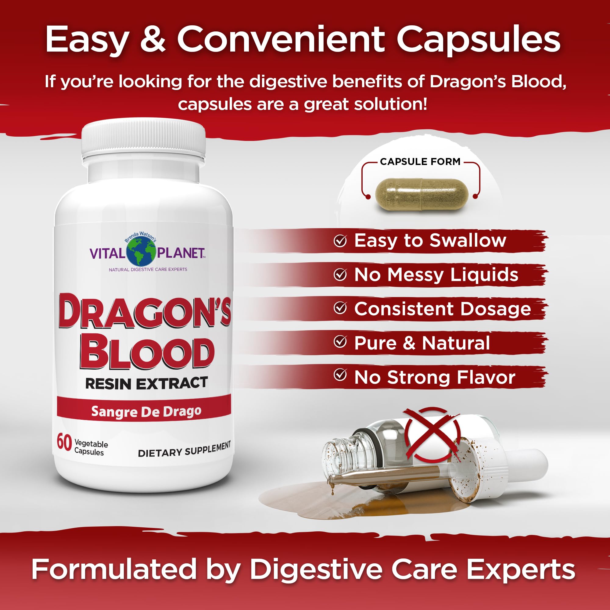 Vital Planet Dragon's Blood Resin Extract Croton lechleri – Digestive Health, 500 mg, 60 Capsules