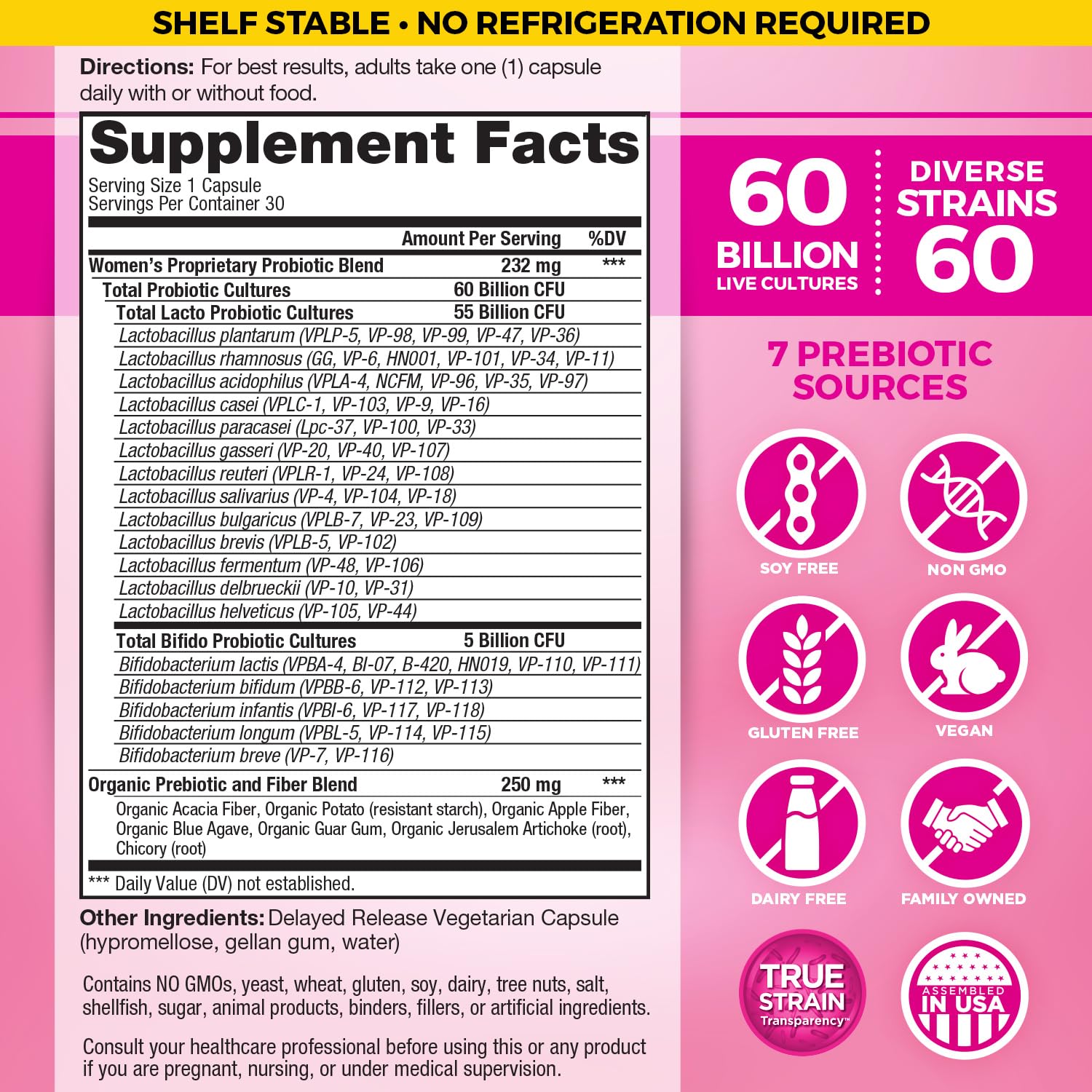 Vital Flora Probiotics for Women – 60 Billion CFU, 60 Strains, Organic Prebiotics | Vital Planet