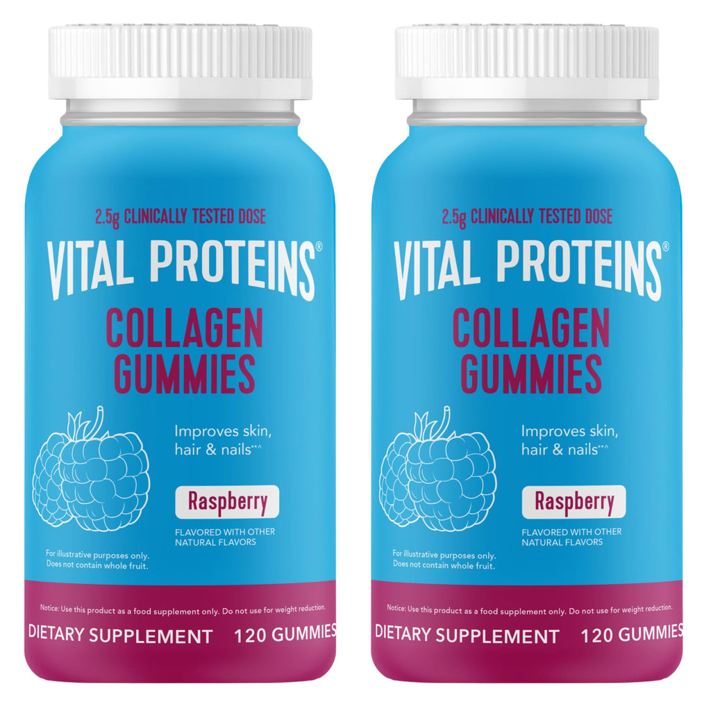 Vital Proteins Collagen Gummies – 2.5g VERISOL Collagen Peptides for Hair, Skin, Nails & Wrinkles | 120 ct Bottle, Pack of 2, Raspberry Flavor