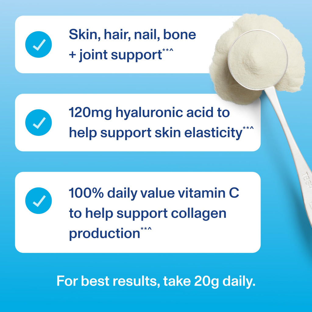Vital Proteins Collagen Peptides Powder with Hyaluronic Acid & Vitamin C - Unflavored, 13 Servings