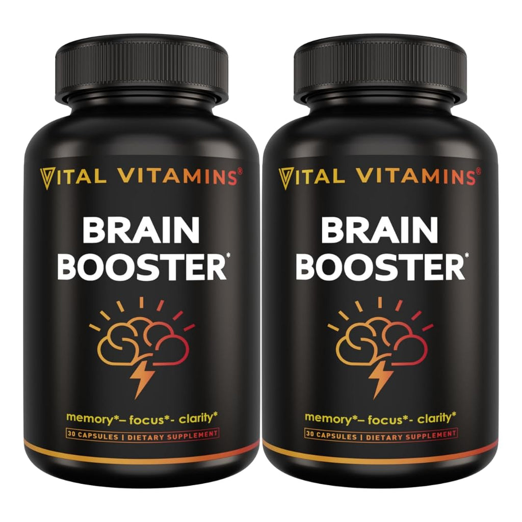 Vital Vitamins Brain Booster (2-Pack) — Memory & Focus Nootropics, Caffeine-Free