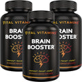 Vital Vitamins Brain Booster (3-Pack) – Memory & Focus Nootropic with Ginkgo, Rhodiola, B12 – Caffeine-Free, 90-Day Supply