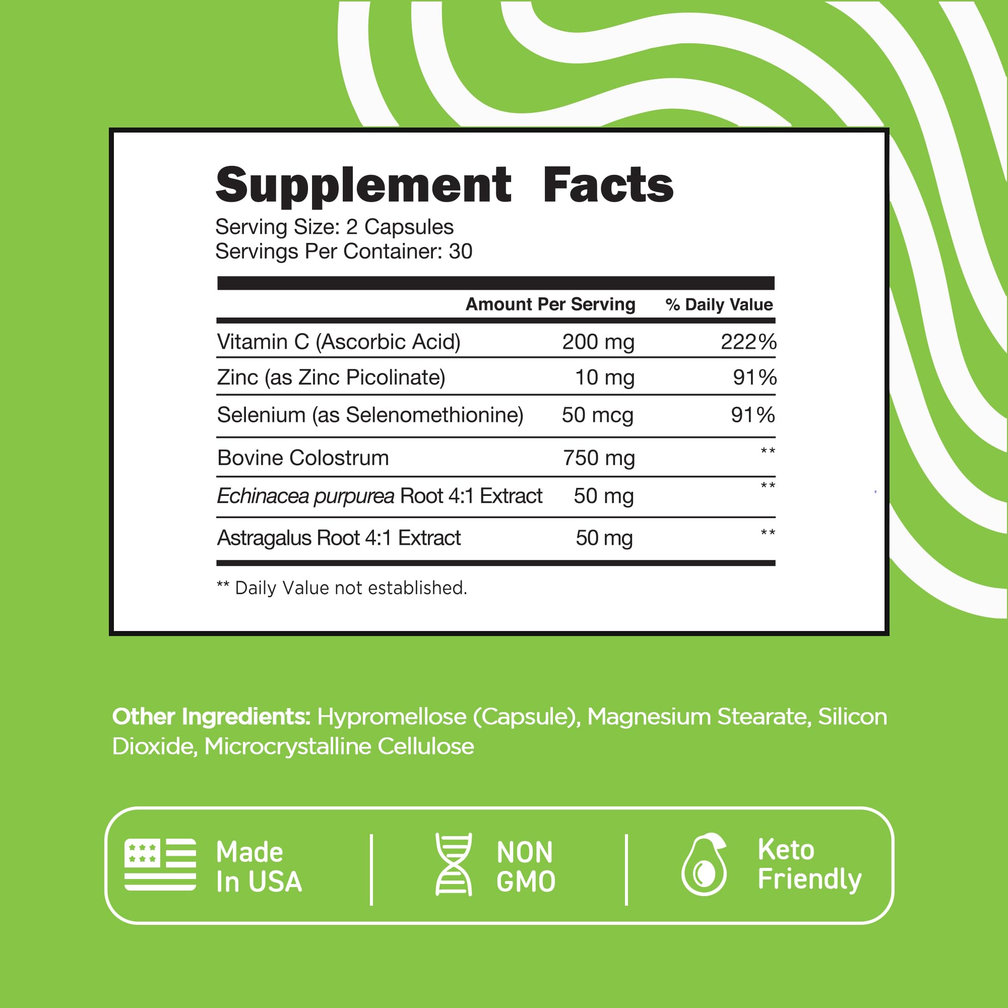 Vital Vitamins Colostrum Supplement – IgG 10% | Vitamin C, Zinc & Selenium | Grass-Fed 60 Caps
