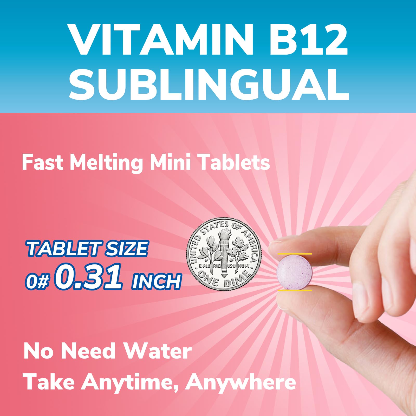 Vitalibre Vitamin B12 Sublingual 5000 mcg – Vegan Methylcobalamin, Peach