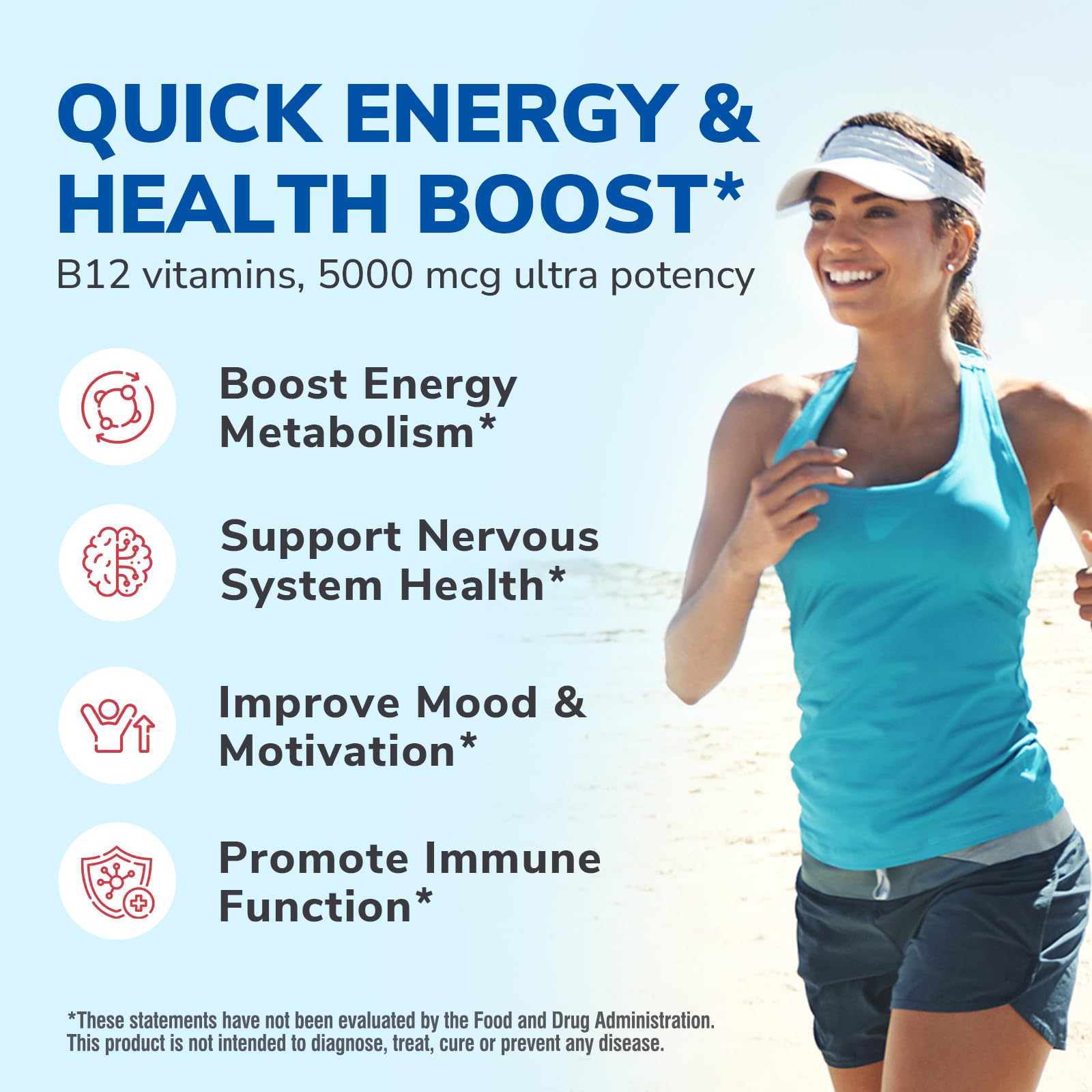 Vitalibre B12 Sublingual 5000 mcg – Vegan Methylcobalamin, Energy