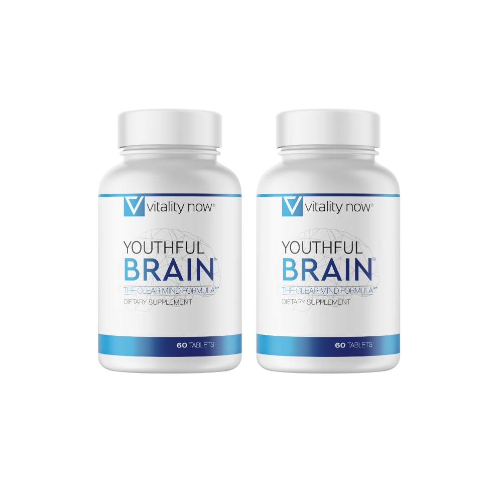 Vitality Now Youthful Brain 2 Bottle Bundle – Memory & Brain Health Support, Bacopa, Ginkgo, B12 (120 ct)